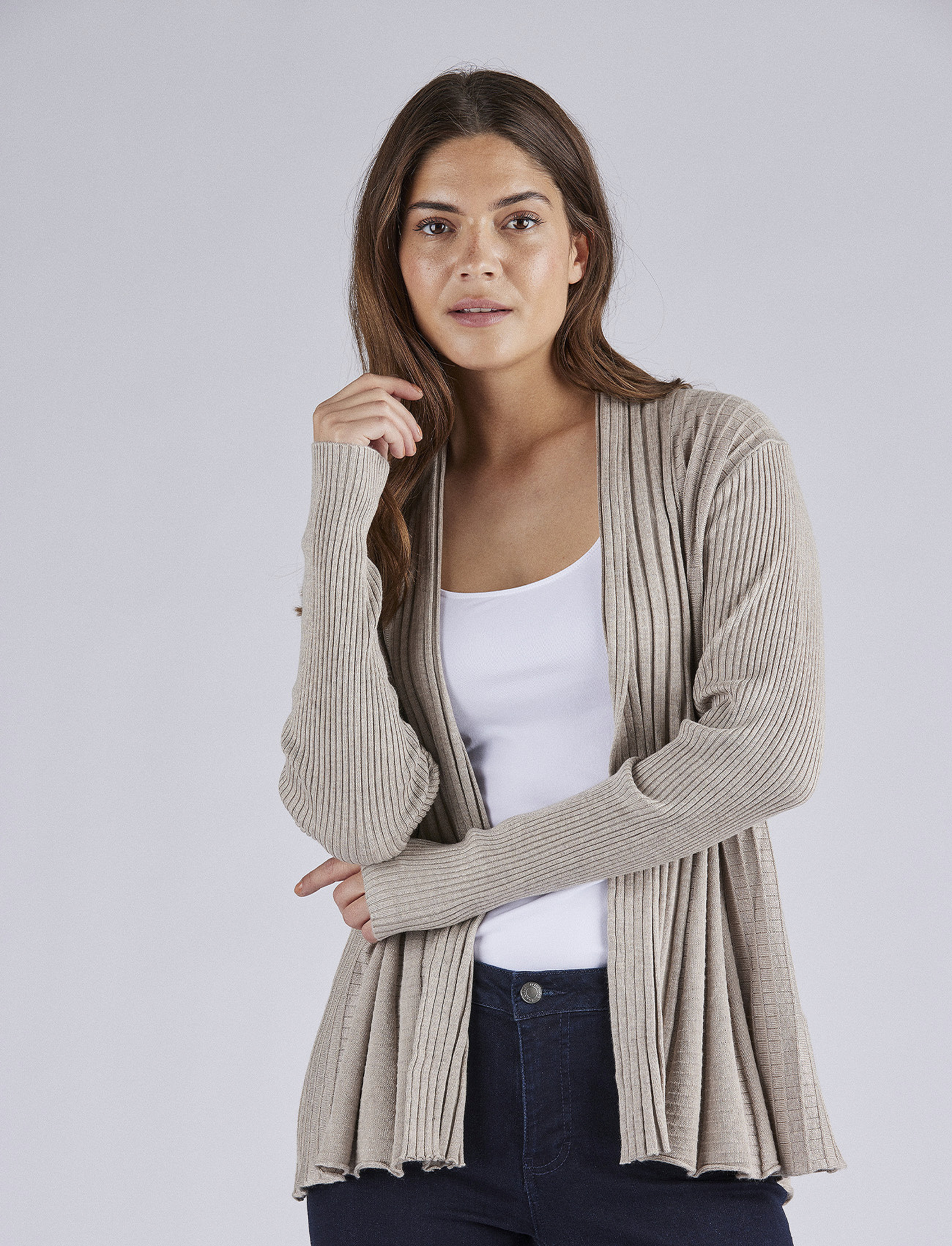 FREE/QUENT Cardigan From Freequent In A Soft Material With An Elegant Texture. The Cardigan, L, Beige, Strik > Cardigans, Dame