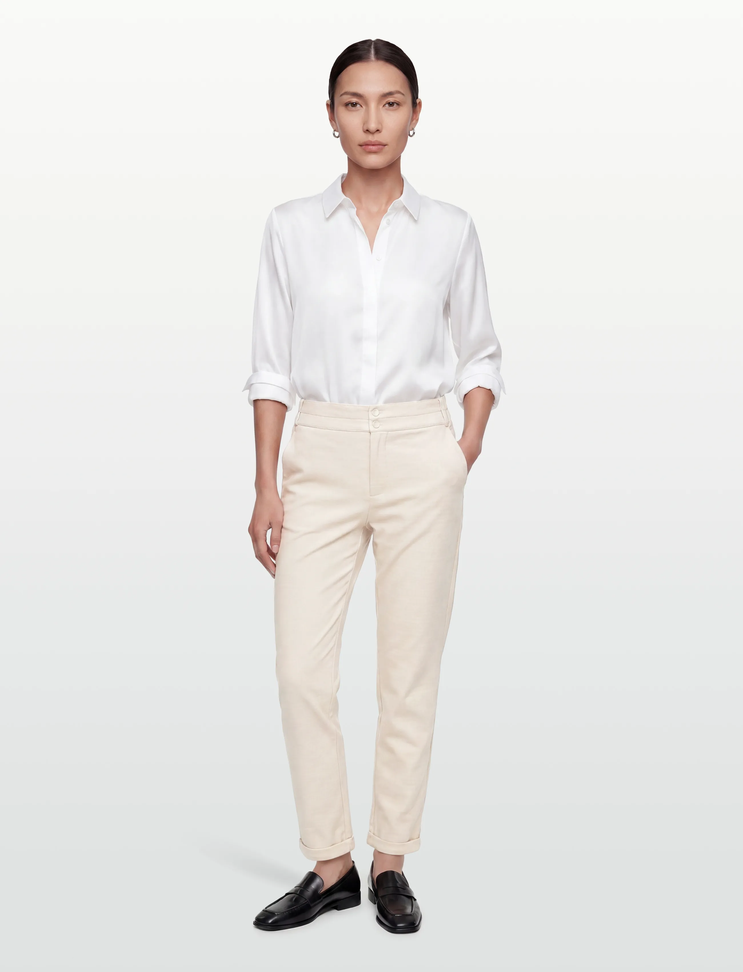 FREE/QUENT FQNANNI-ANKLE-PA - Hosen - MOONBEAM MELANGE / cream