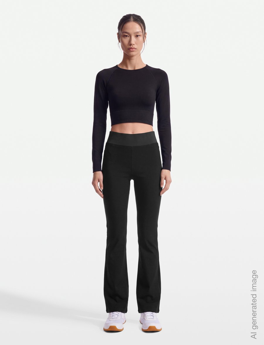 FREE/QUENT - High-waisted bootcut pants - alt laiad püksid - black - 1