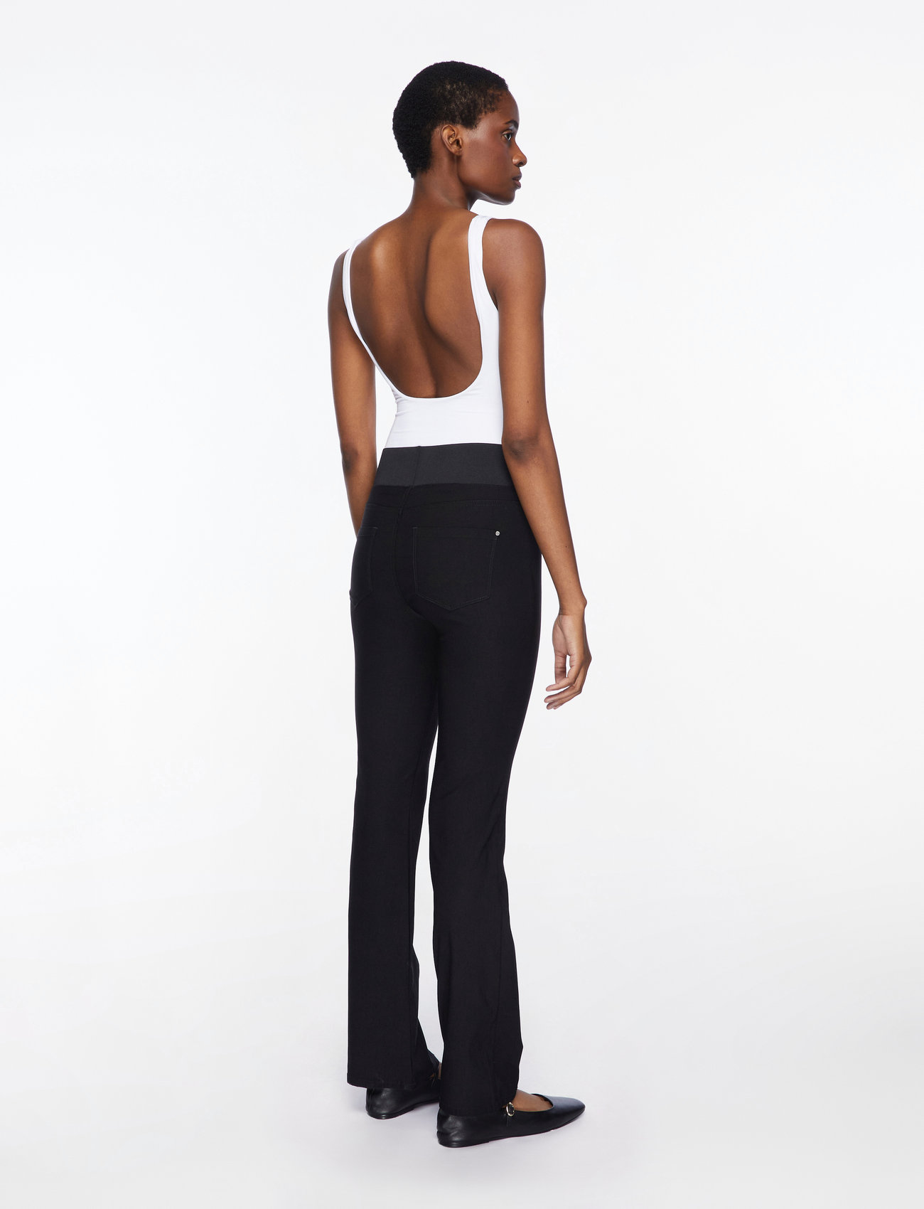 FREE/QUENT - High-waisted bootcut pants - schlaghose - black - 4