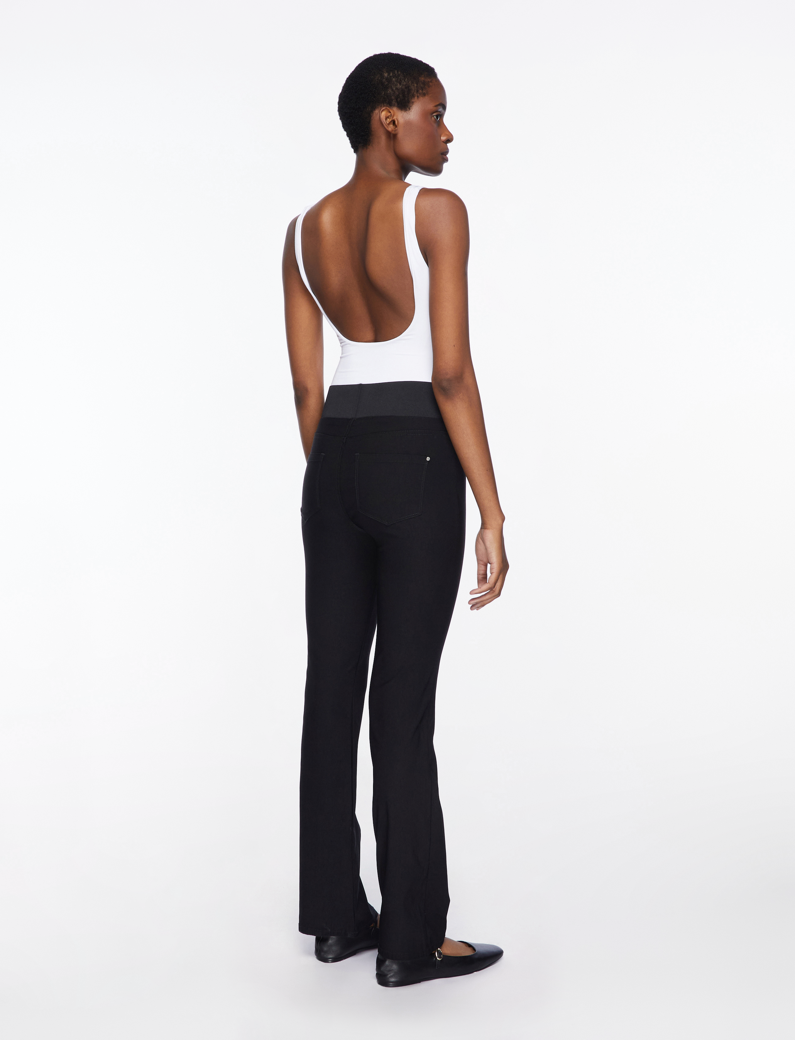 FREE/QUENT - High-waisted bootcut pants - flares - black - 4