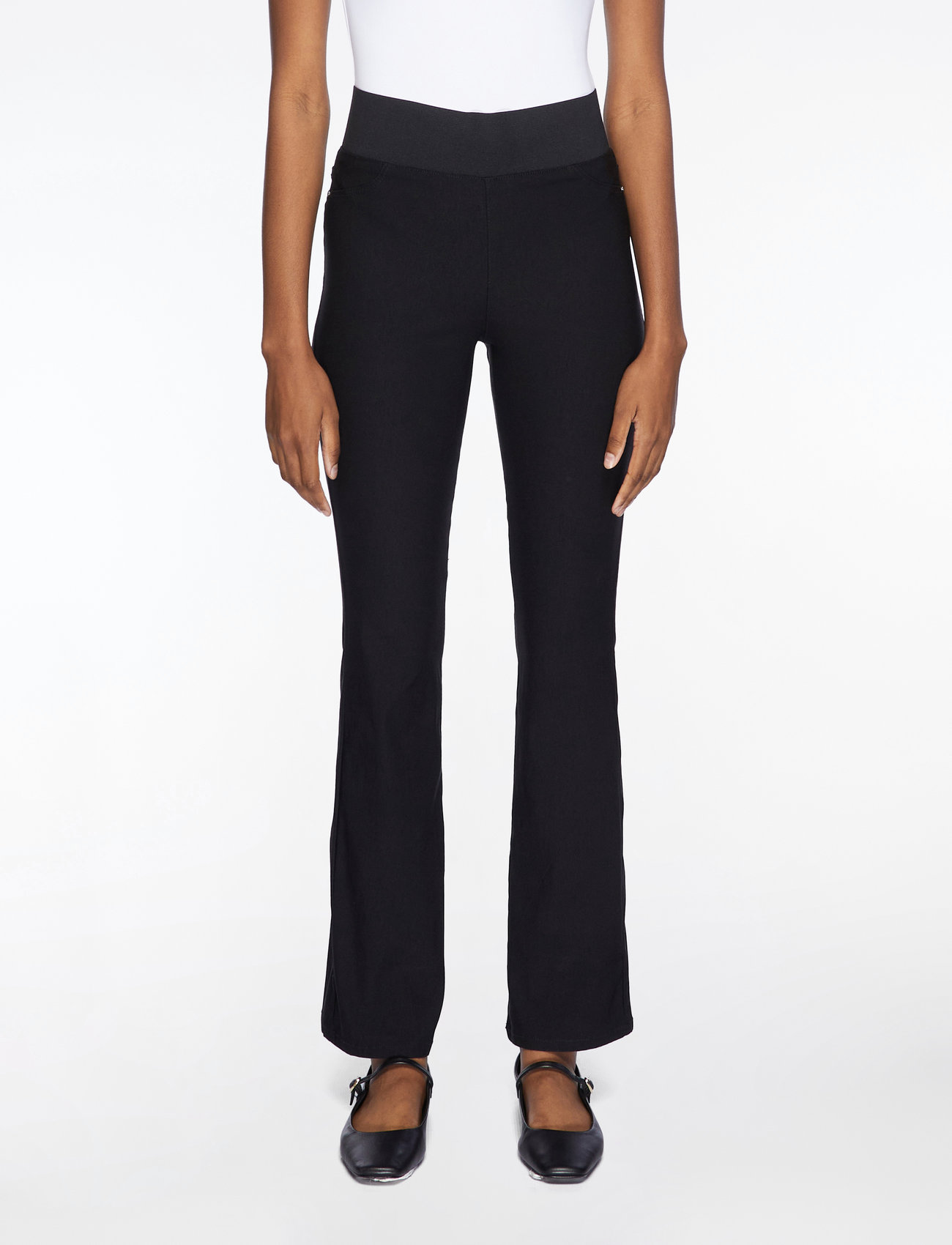 FREE/QUENT - High-waisted bootcut pants - schlaghose - black - 0