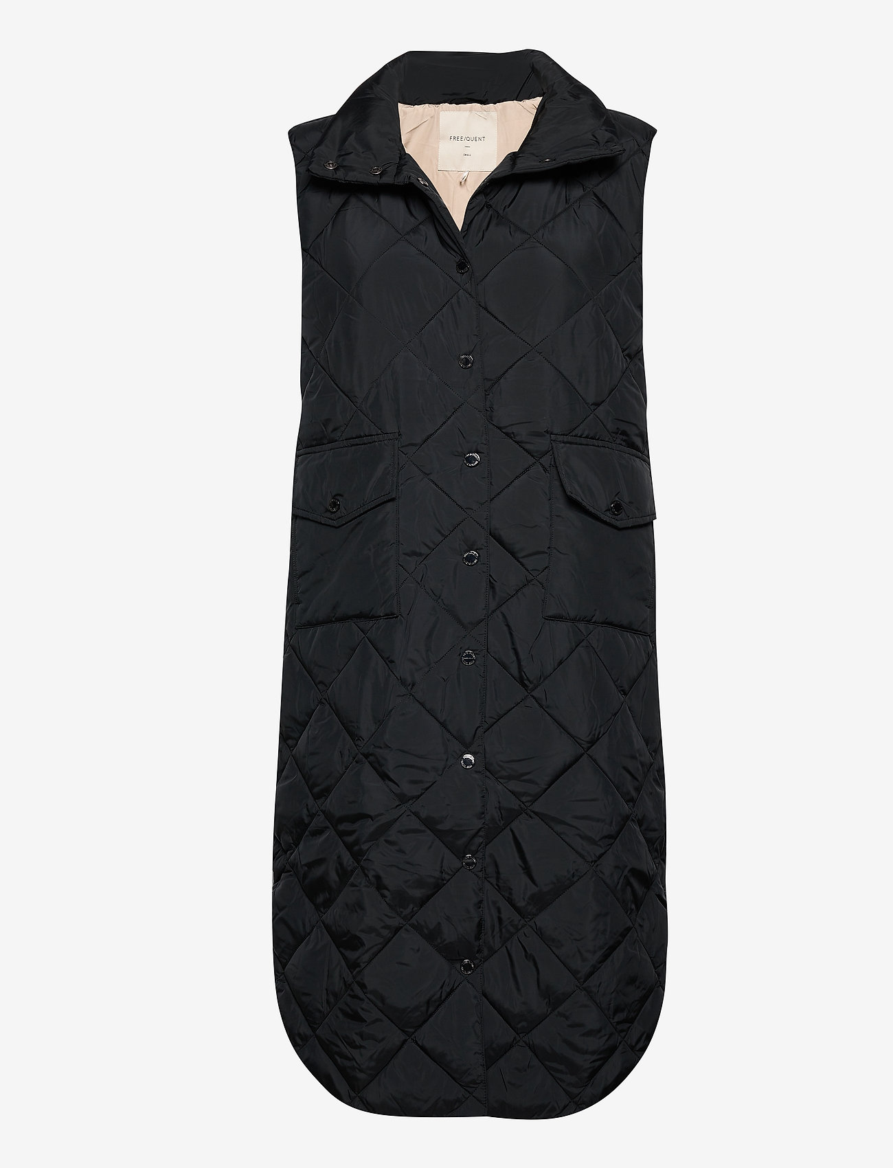 FREE/QUENT - Knee-length quilted waistcoat - syystakit - black - 1