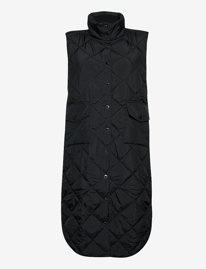 FREE/QUENT - Knee-length quilted waistcoat - syystakit - black - 2