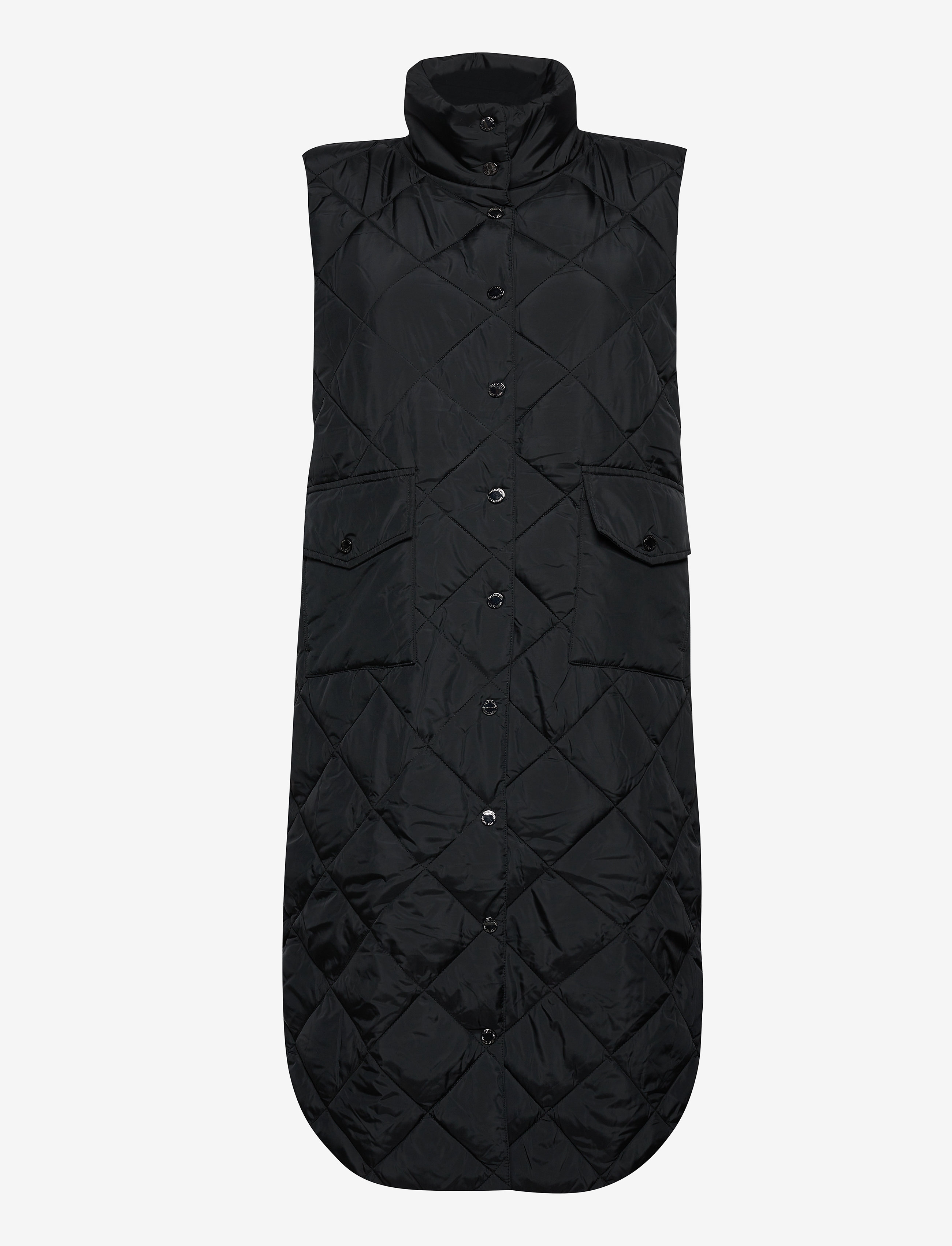 FREE/QUENT - Knee-length quilted waistcoat - forårsjakker - black - 2
