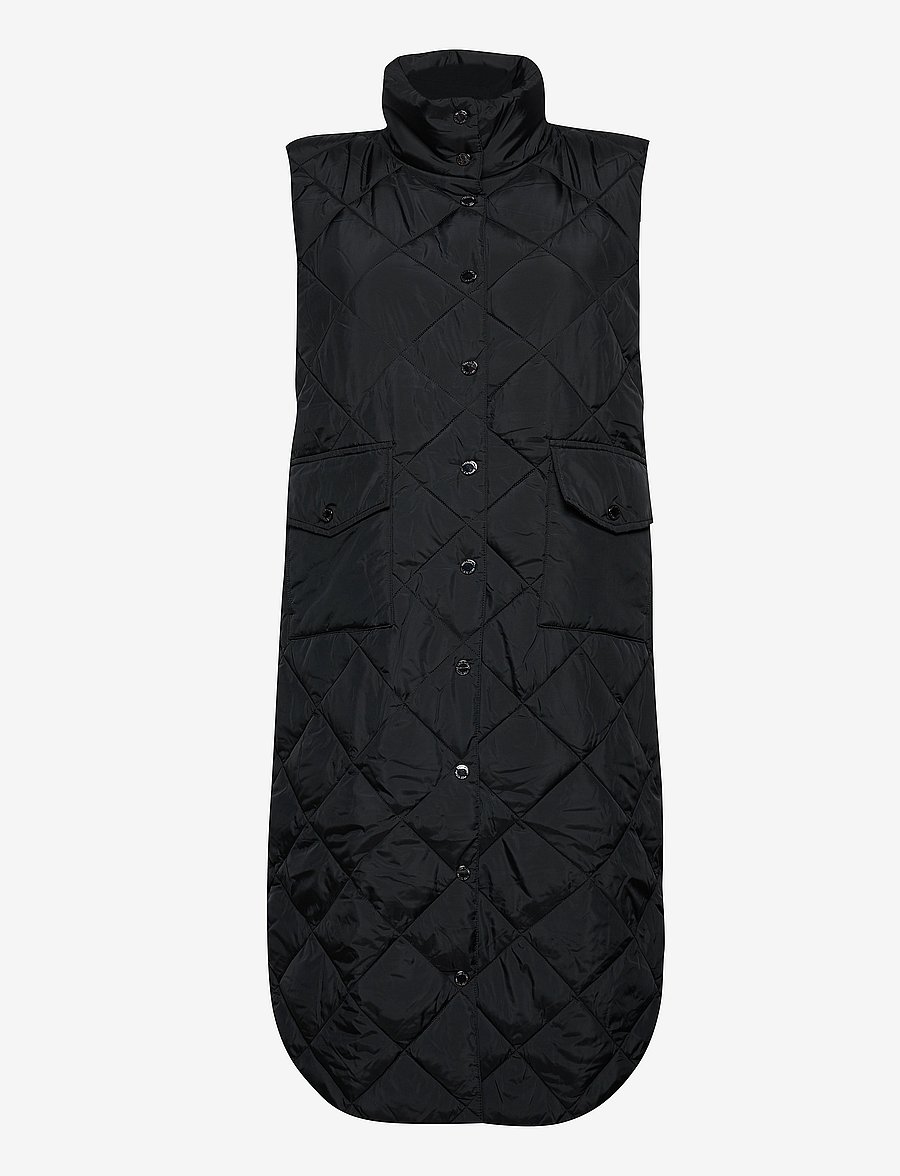 FREE/QUENT - Knee-length quilted waistcoat - frühlingsjacken - black - 2