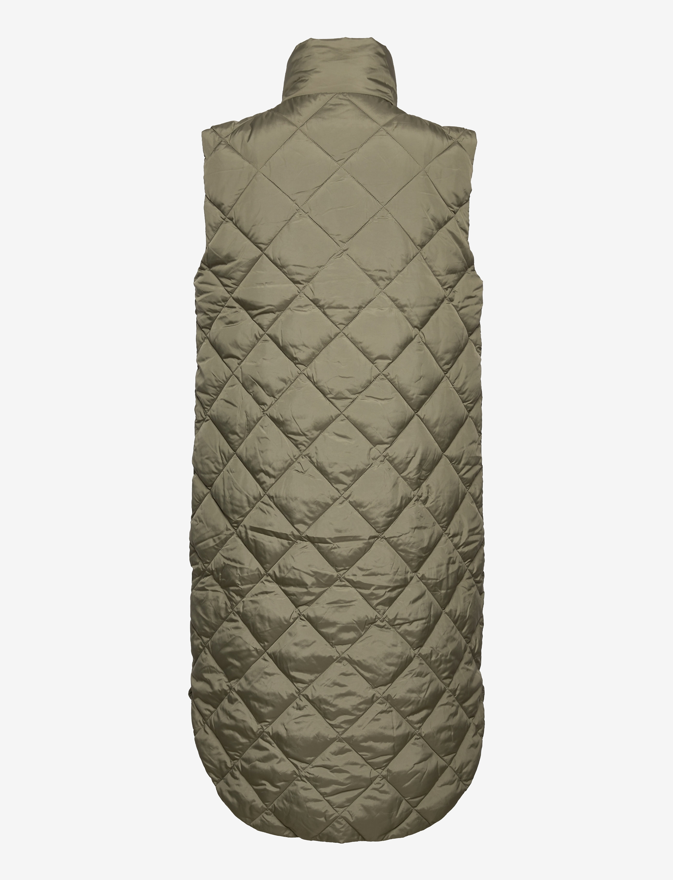 FREE/QUENT - Knee-length quilted waistcoat - dunveste - dusty olive 18-0515 - 1