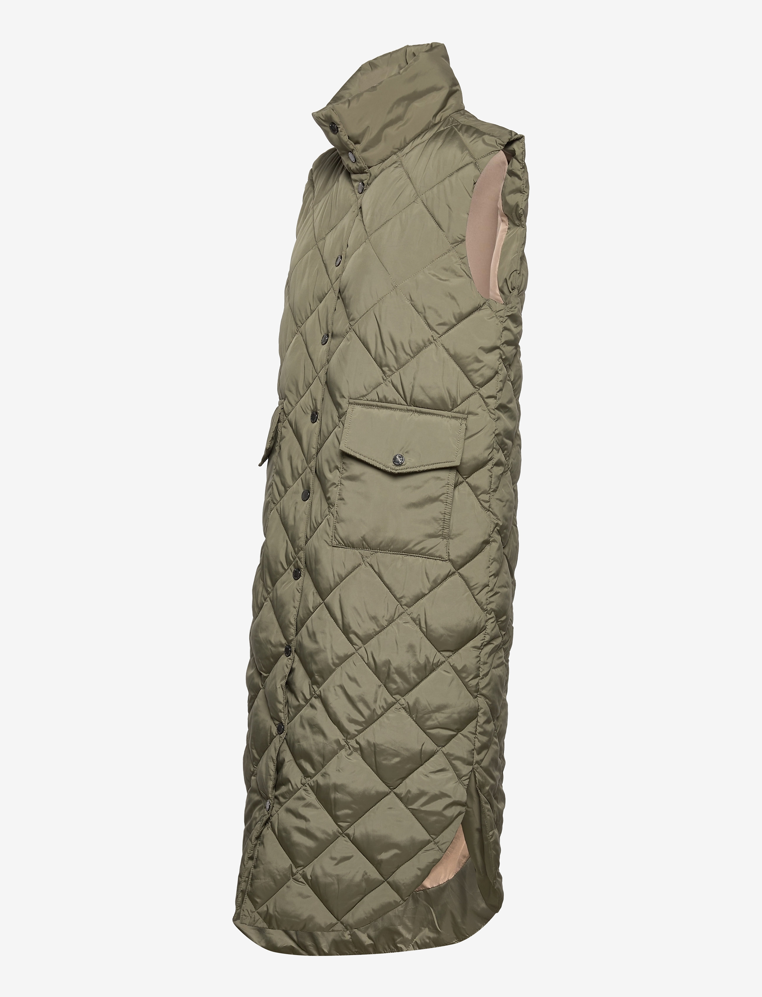 FREE/QUENT - Knee-length quilted waistcoat - dunveste - dusty olive 18-0515 - 2