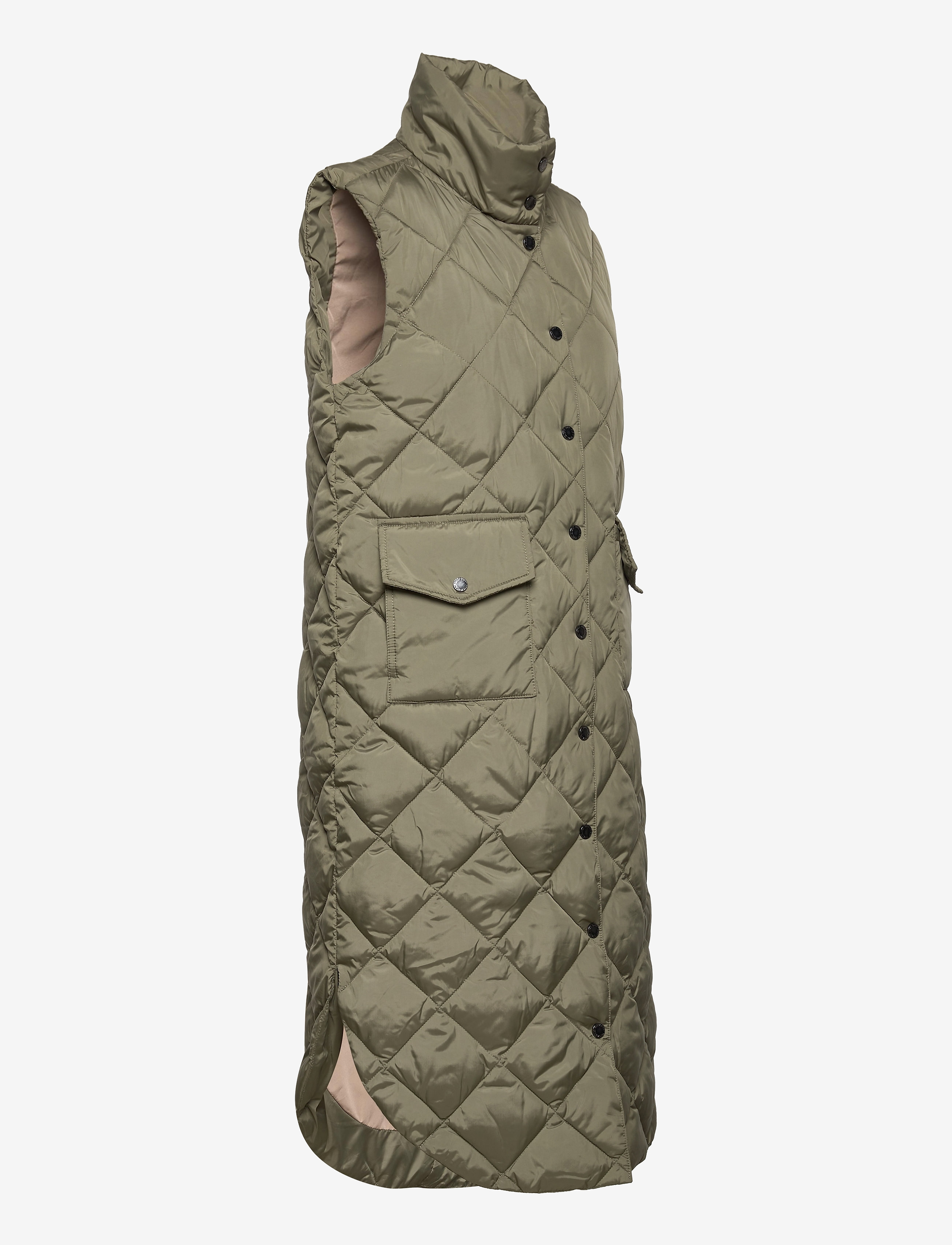 FREE/QUENT - Knee-length quilted waistcoat - dunveste - dusty olive 18-0515 - 3