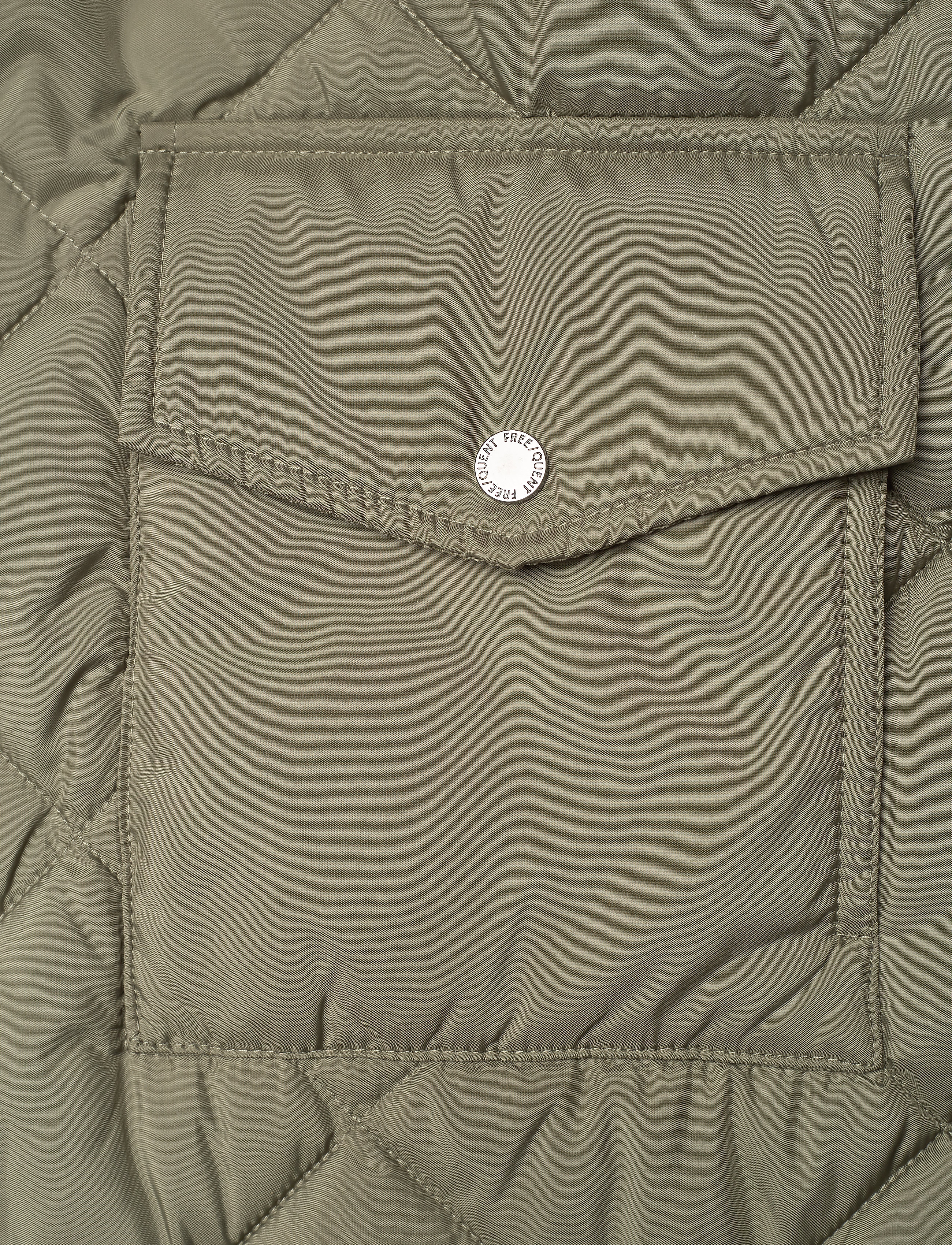 FREE/QUENT - Knee-length quilted waistcoat - dunveste - dusty olive 18-0515 - 5