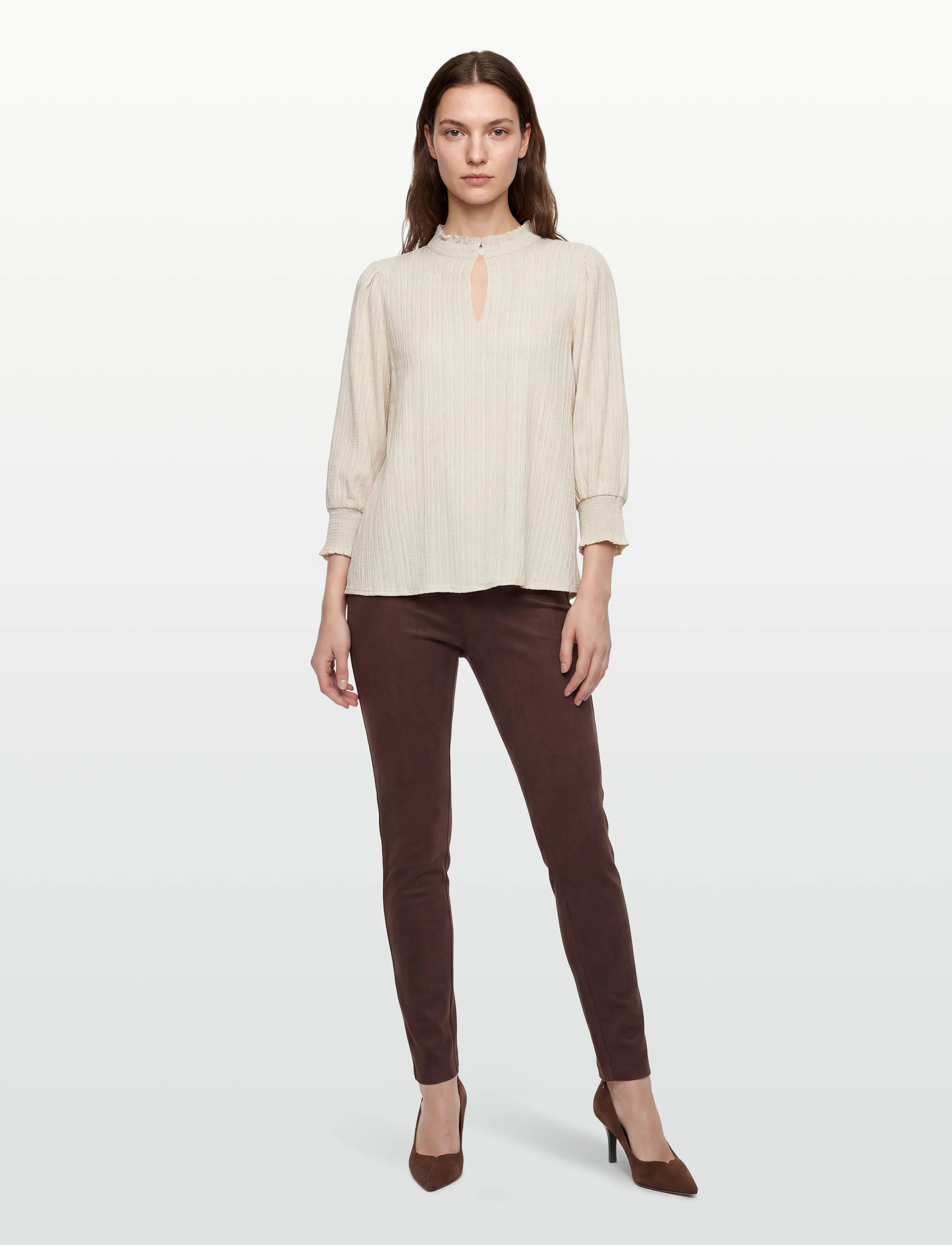 FREE/QUENT Fqlexie-Pa-Suede, XL, Trousers, Braun - Skinny Leg, Frauen
