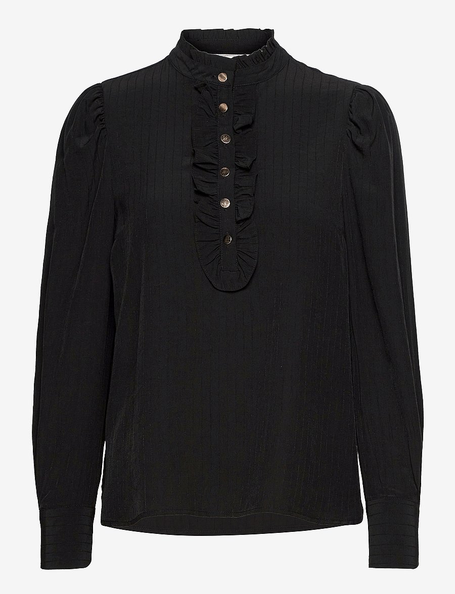 FREE/QUENT - Shirt from Freequent in a light material with a striped pattern. The shirt has a - langærmede bluser - black - 1