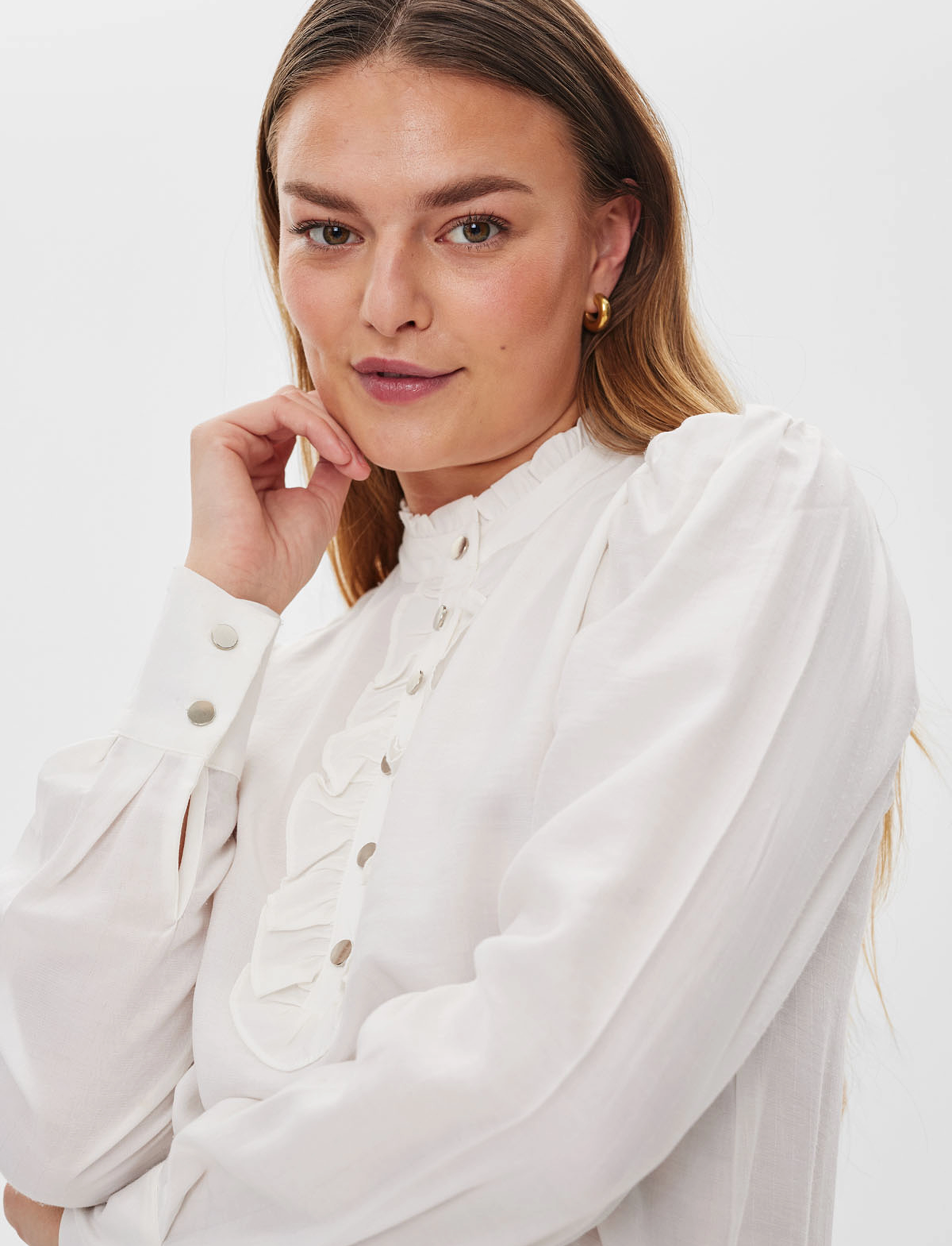 FREE/QUENT - Shirt from Freequent in a light material with a striped pattern. The shirt has a - pikkade varrukatega pluusid - off-white - 3