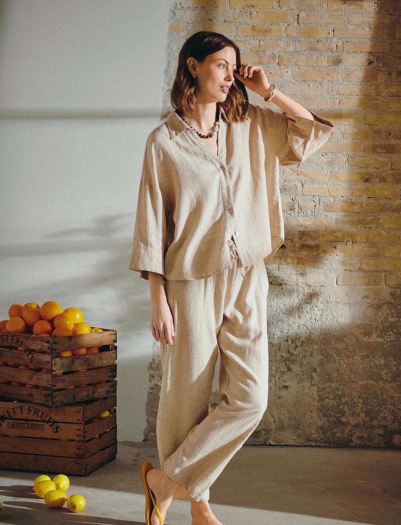 FREE/QUENT - FQLAVA-ANKLE-PA - linen trousers - sand melange - 0