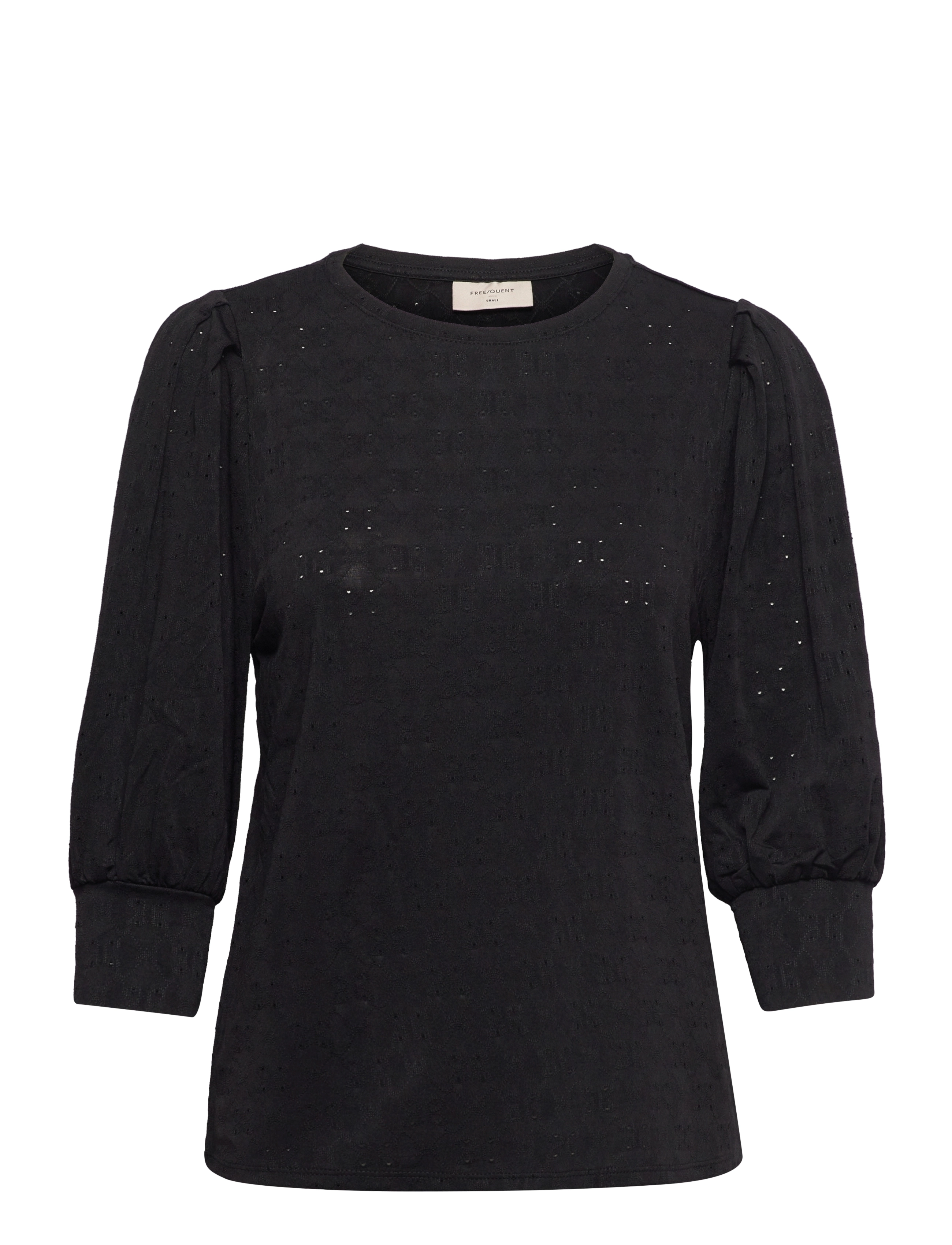 FREE/QUENT Blouse from Freequent in a soft and stretchy fabric with a lovely hole pattern. - Tøj - BLACK / black