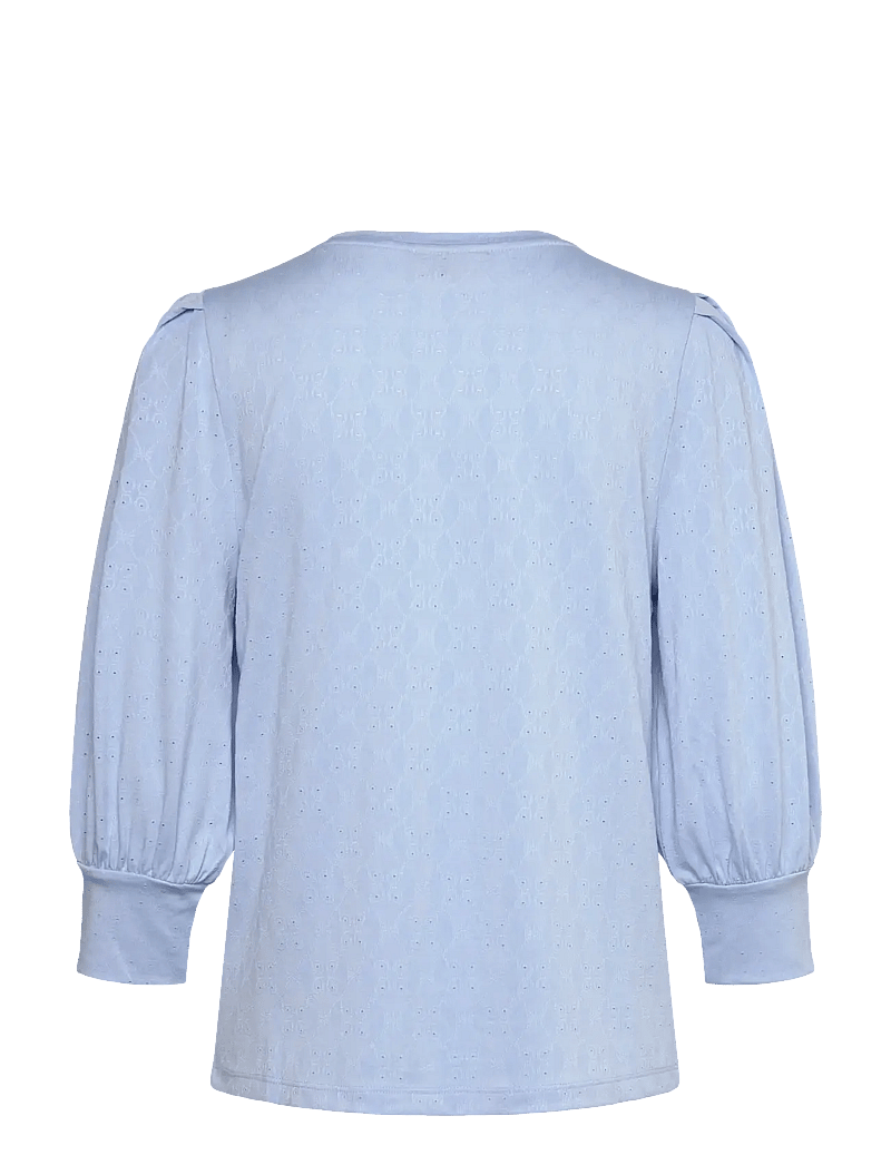 FREE/QUENT - Blouse from Freequent in a soft and stretchy fabric with a lovely hole pattern. - langærmede bluser - chambray blue - 1