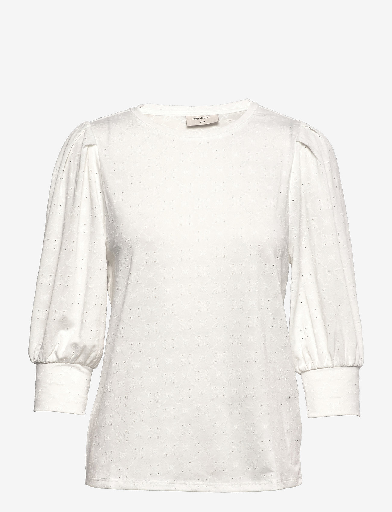 FREE/QUENT Blouse from Freequent in a soft and stretchy fabric with a lovely hole pattern. - Tøj - OFF-WHITE / white