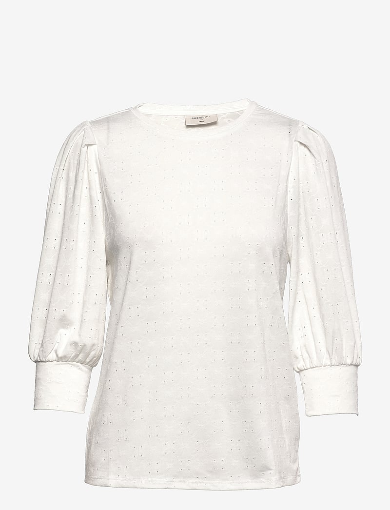 FREE/QUENT - Blouse from Freequent in a soft and stretchy fabric with a lovely hole pattern. - langærmede bluser - off-white - 0