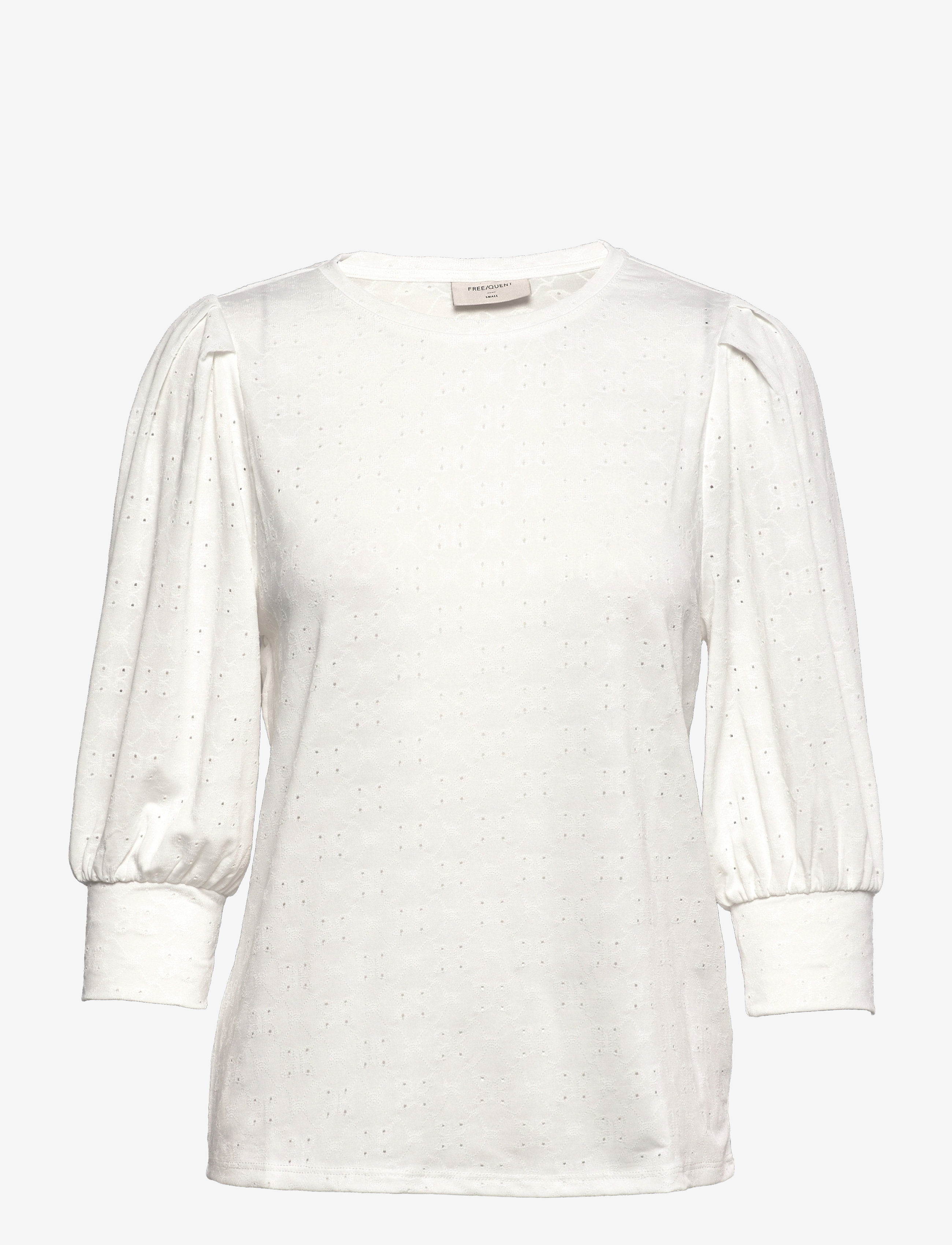 FREE/QUENT - Blouse from Freequent in a soft and stretchy fabric with a lovely hole pattern. - pitkähihaiset puserot - off-white - 0