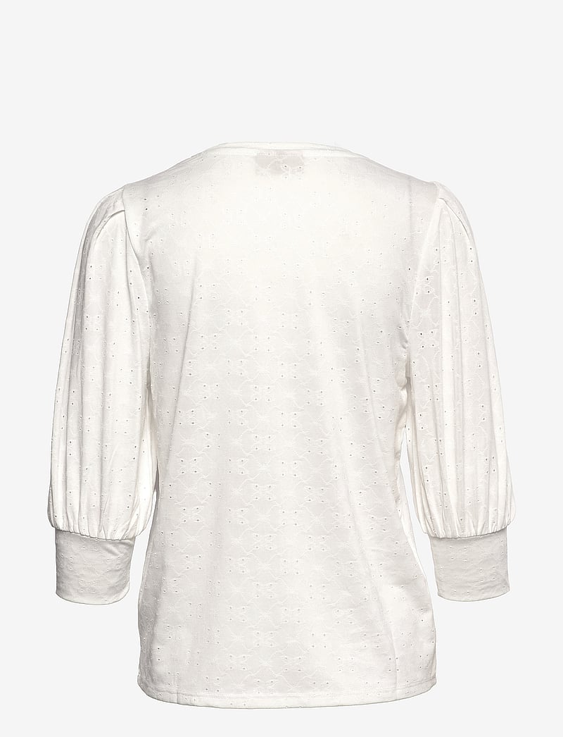 FREE/QUENT - Blouse from Freequent in a soft and stretchy fabric with a lovely hole pattern. - langærmede bluser - off-white - 1