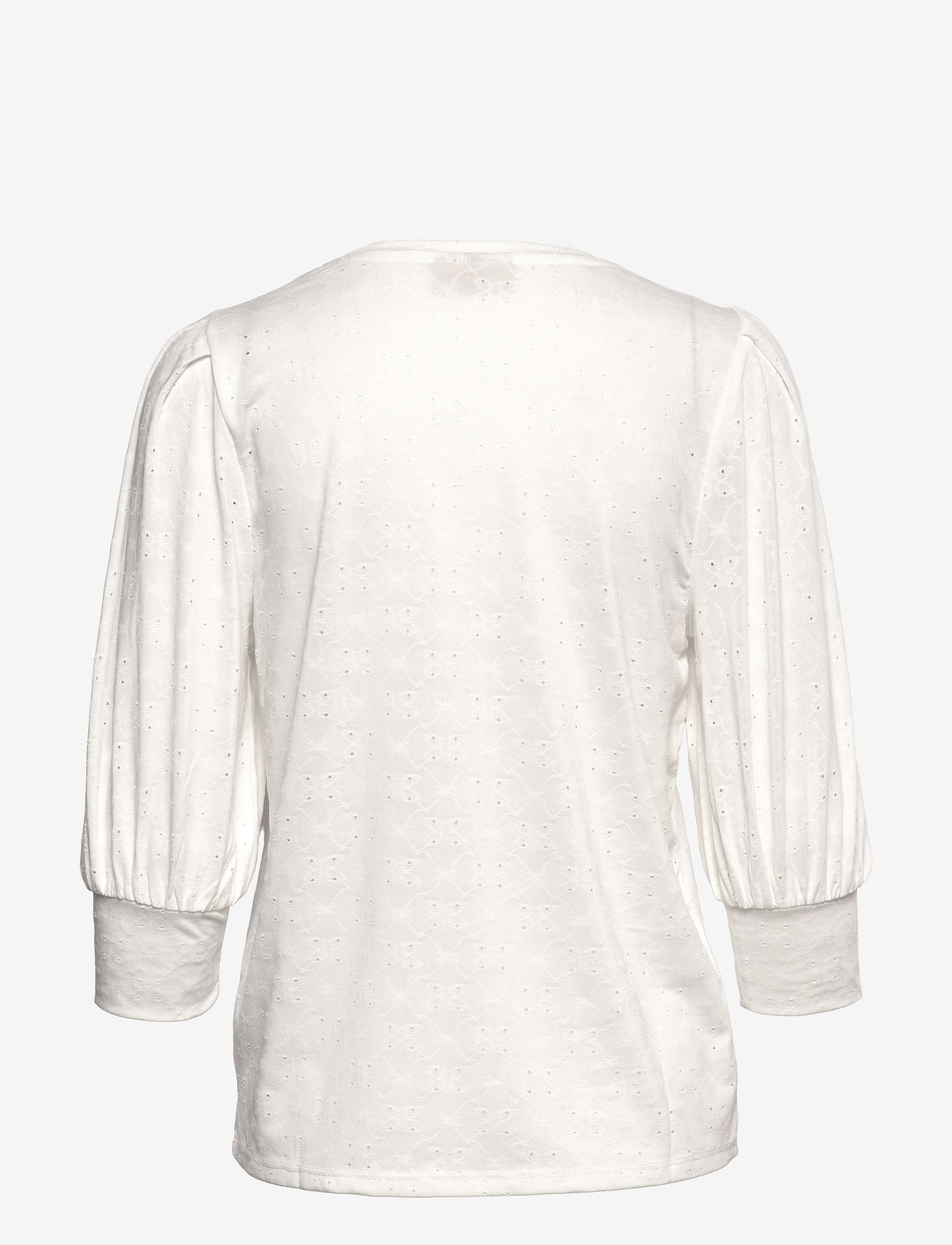 FREE/QUENT - Blouse from Freequent in a soft and stretchy fabric with a lovely hole pattern. - langärmlige blusen - off-white - 1