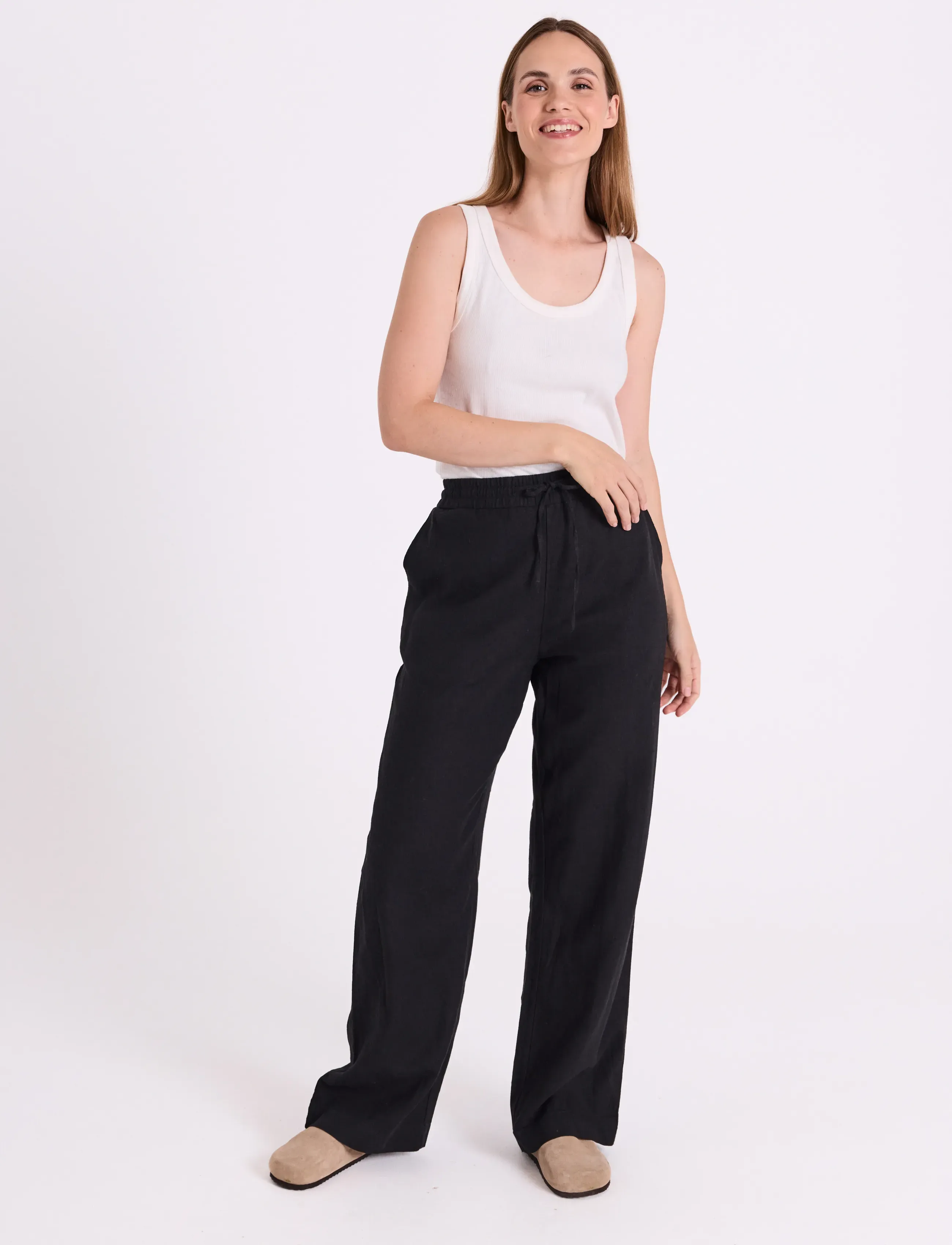 FREE/QUENT Fqlava-Pants, XS, Trousers, Schwarz - Linen Frauen