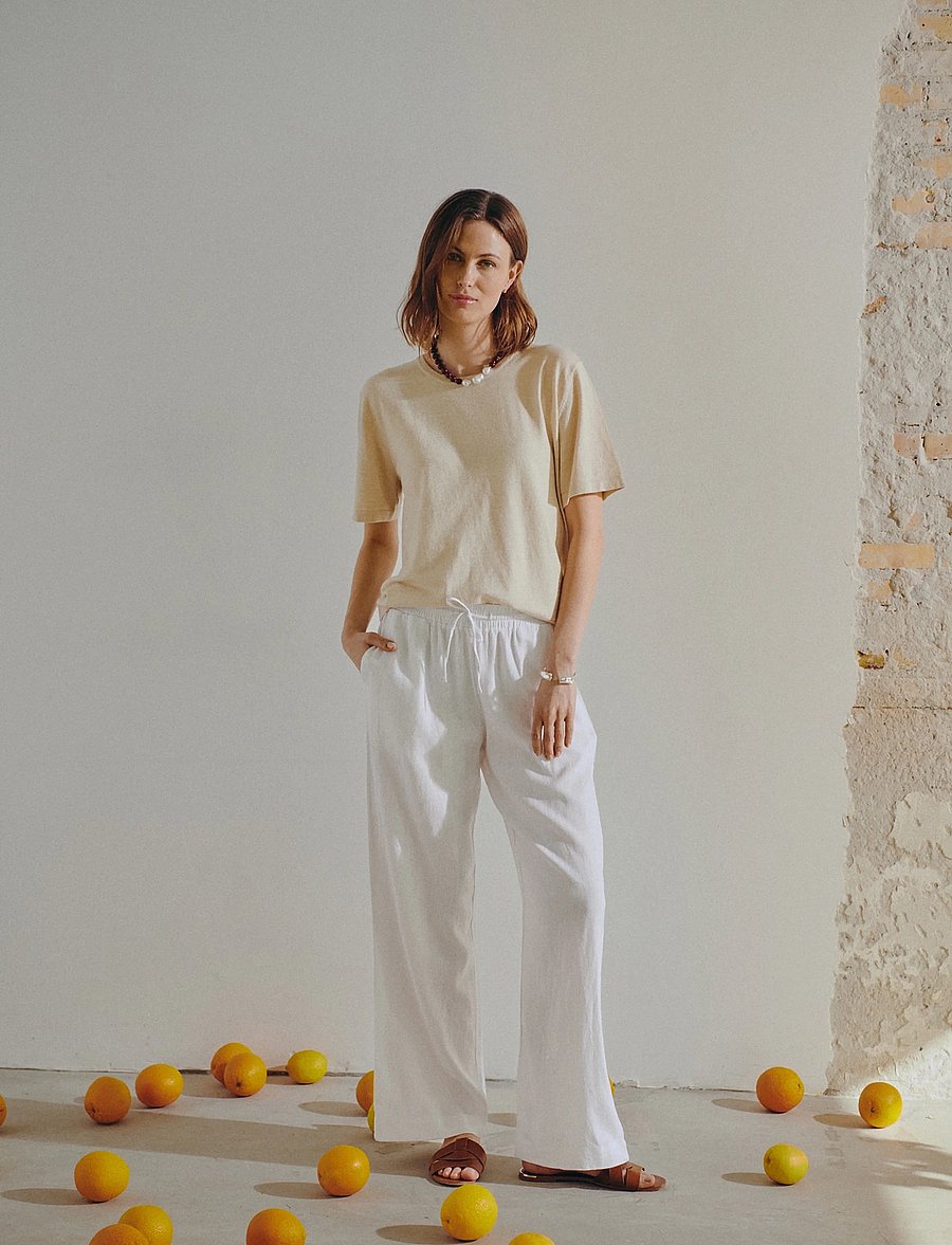 FREE/QUENT - FQLAVA-PANTS - linnebyxor - brilliant white - 5