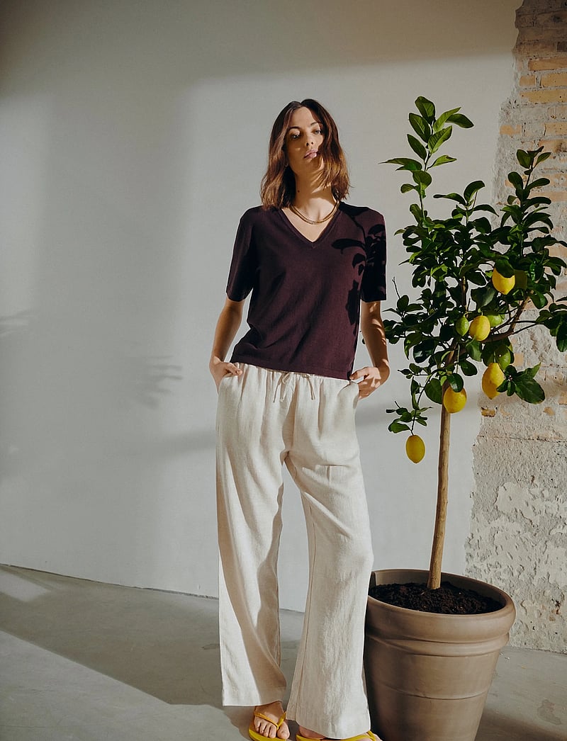FREE/QUENT - FQLAVA-PANTS - linnebyxor - sand melange - 3