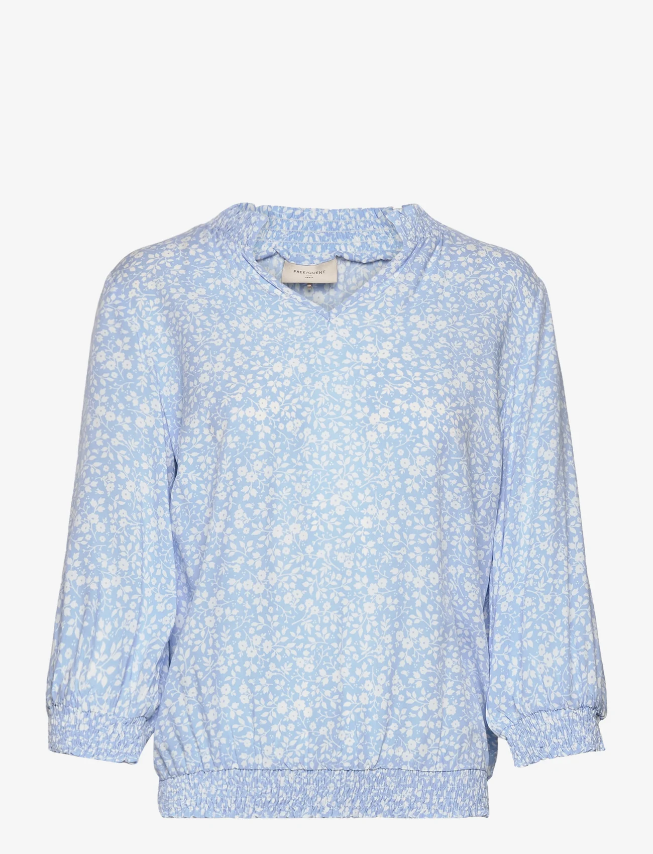 FREE/QUENT - FQADNEY-BLOUSE - long-sleeved blouses - chambray blue w. off-white - 0