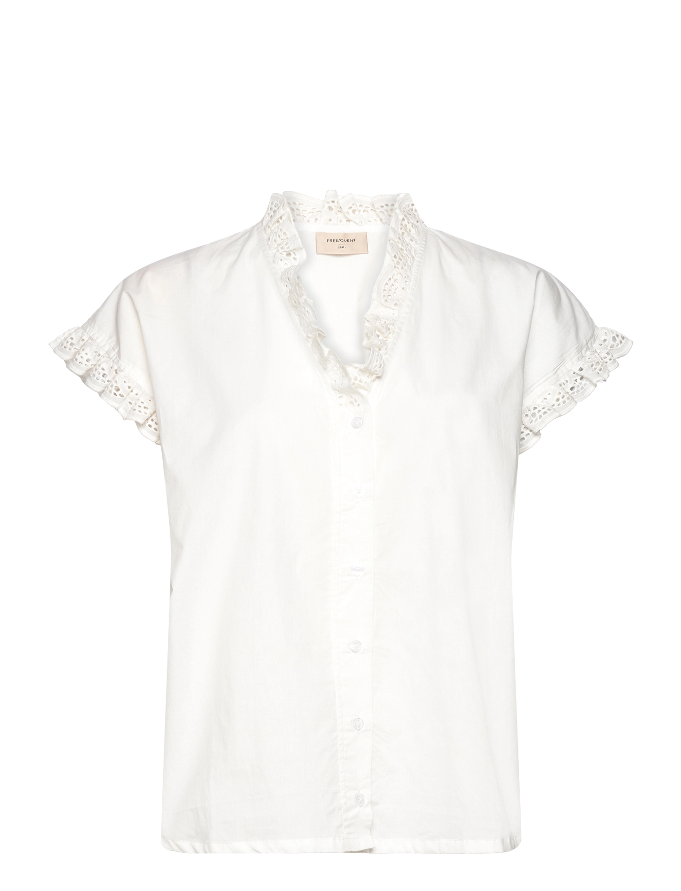 FREE/QUENT Blouse, Kvinder, Flæse Blonde Bluse, Hvid, Str: XXL