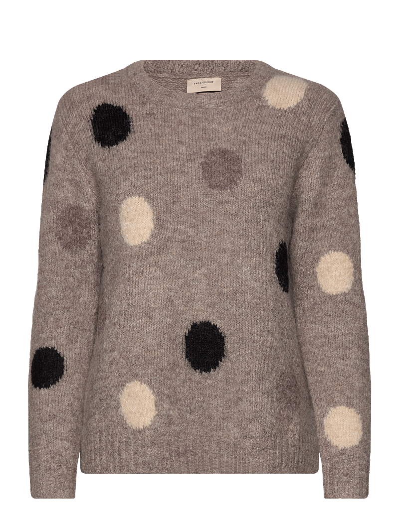 FREE/QUENT - FQLOUISA-PULLOVER - stickade tröjor - desert taupe mel. w. black - 1