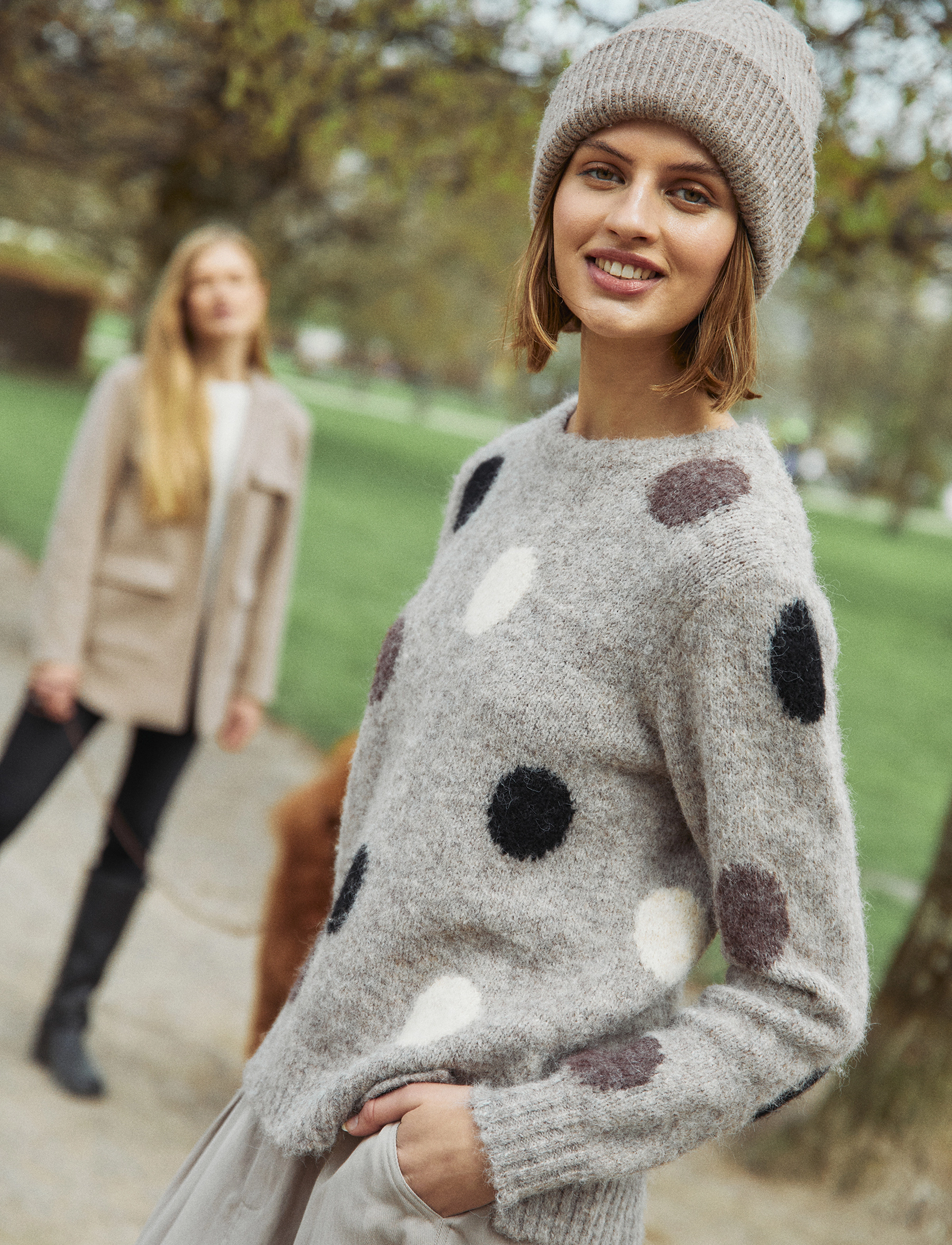 FREE/QUENT Pullover, L, Beige, Strik > Trøjer, Dame