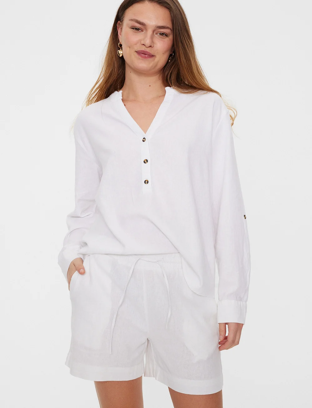 FREE/QUENT - FQLAVA-SHIRT - leinenhemden - brilliant white - 0