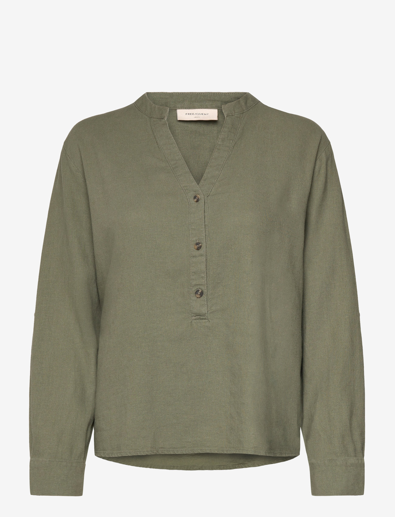 FREE/QUENT - FQLAVA-SHIRT - linen shirts - deep lichen green - 0