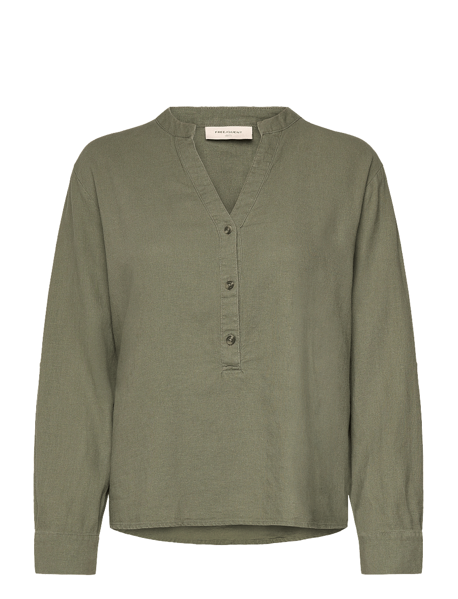 FREE/QUENT - FQLAVA-SHIRT - hørskjorter - deep lichen green - 0