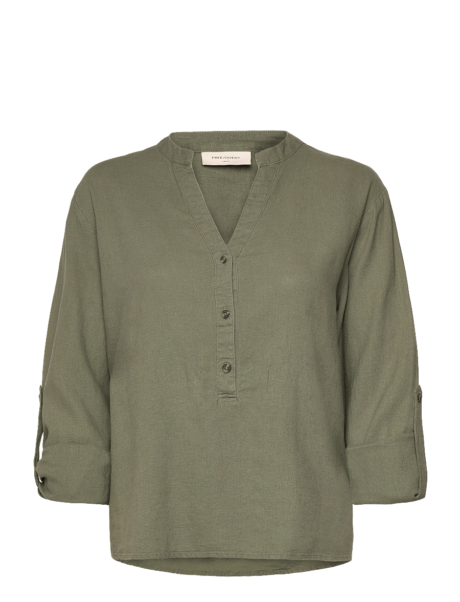 FREE/QUENT - FQLAVA-SHIRT - hørskjorter - deep lichen green - 2