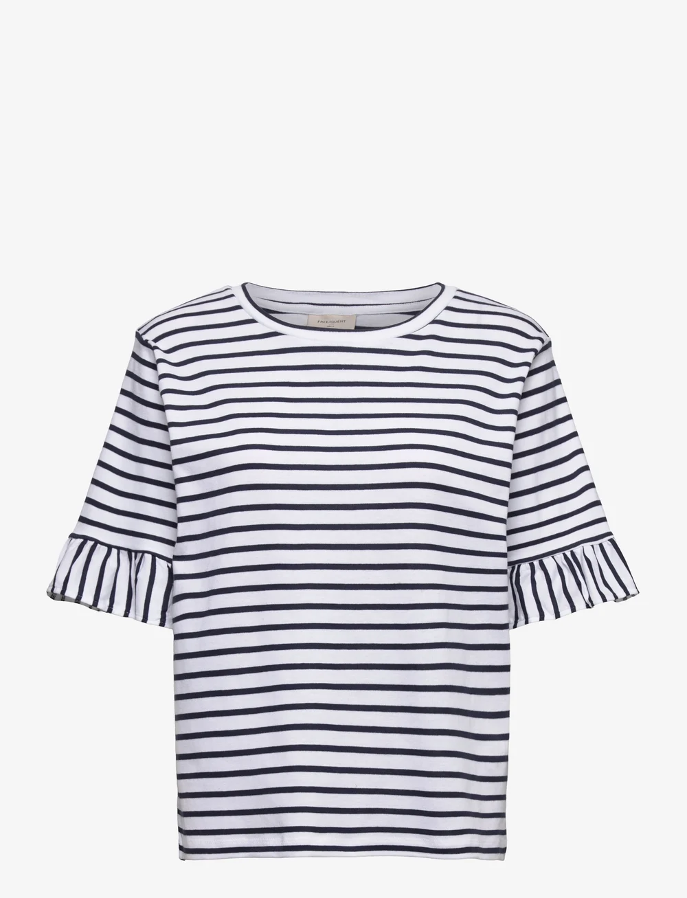 FREE/QUENT - T-shirt from Freequent in a soft material with a striped print. The T-shirt has - t-shirts - brilliant white w. navy blazer - 1