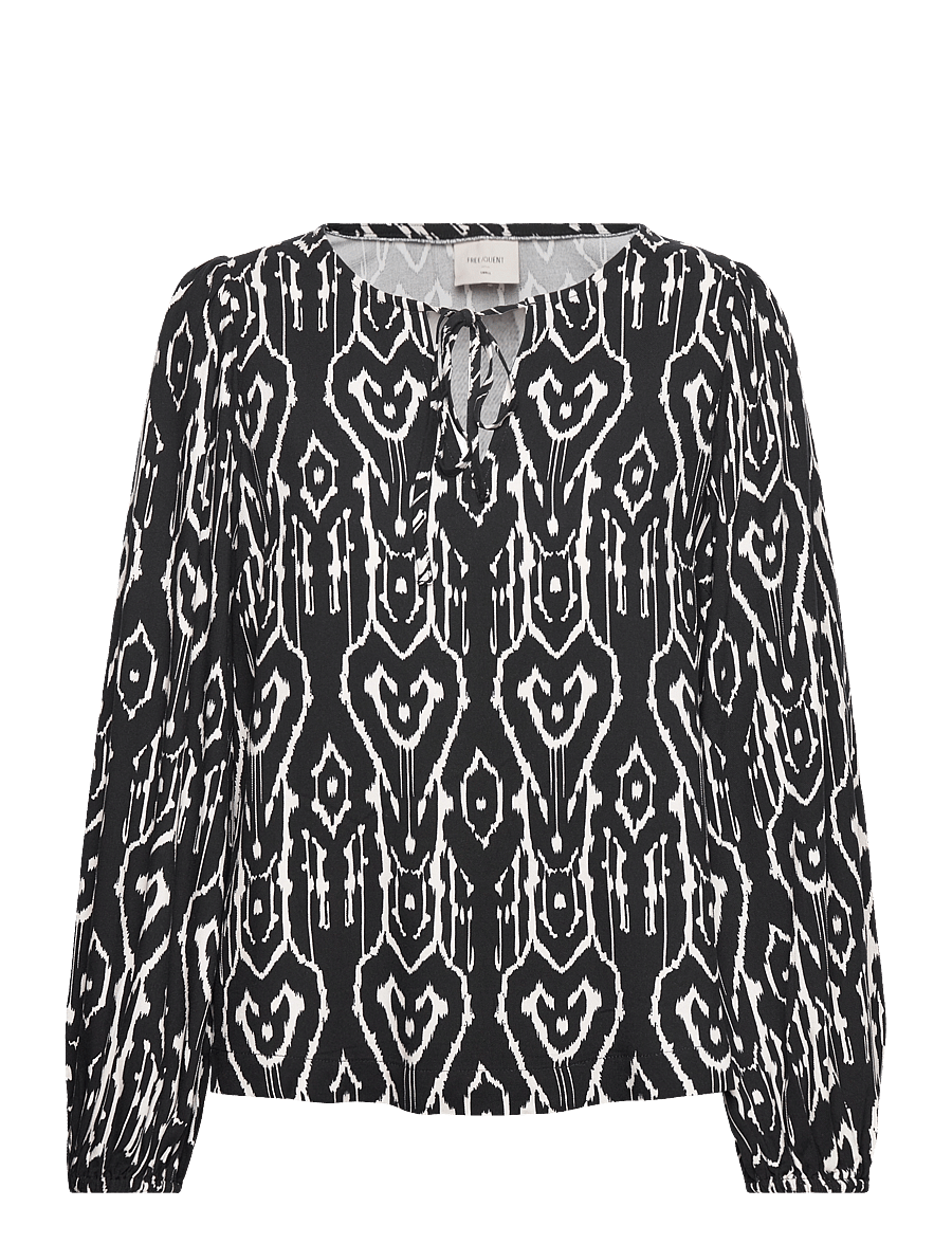 FREE/QUENT - FQTIRI-BLOUSE - long sleeved blouses - black w. off-white - 0