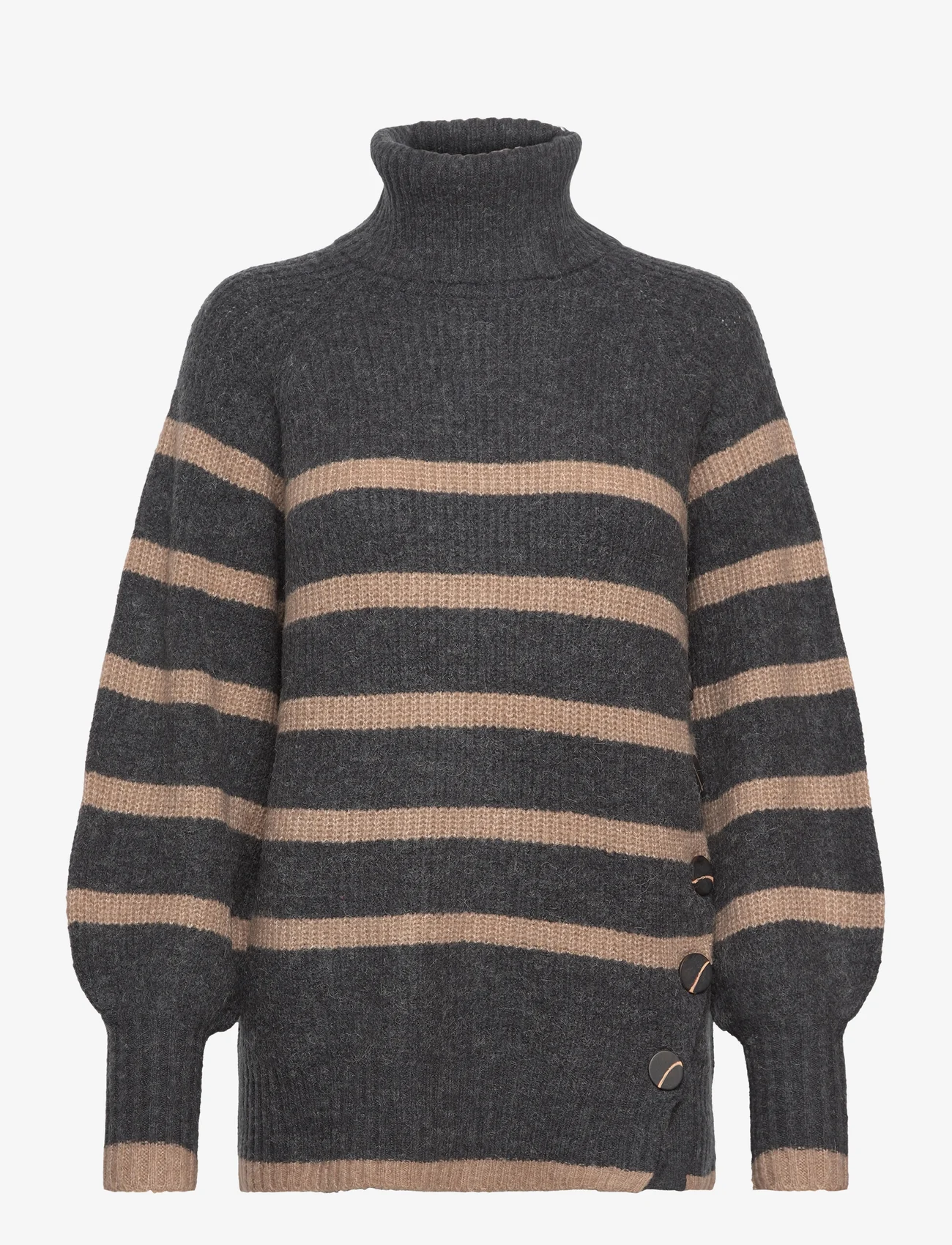 FREE/QUENT - FQSILA-PULLOVER - megztiniai su aukšta apykakle - dark grey ml w desert taupe ml - 0