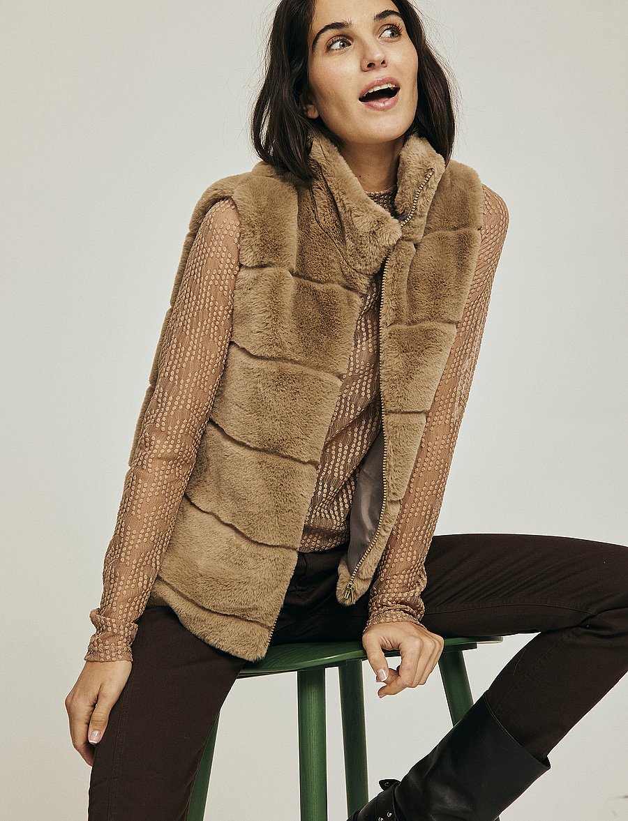 FREE/QUENT - FQFOXY-WAISTCOAT - teddy-vestid - desert taupe - 0
