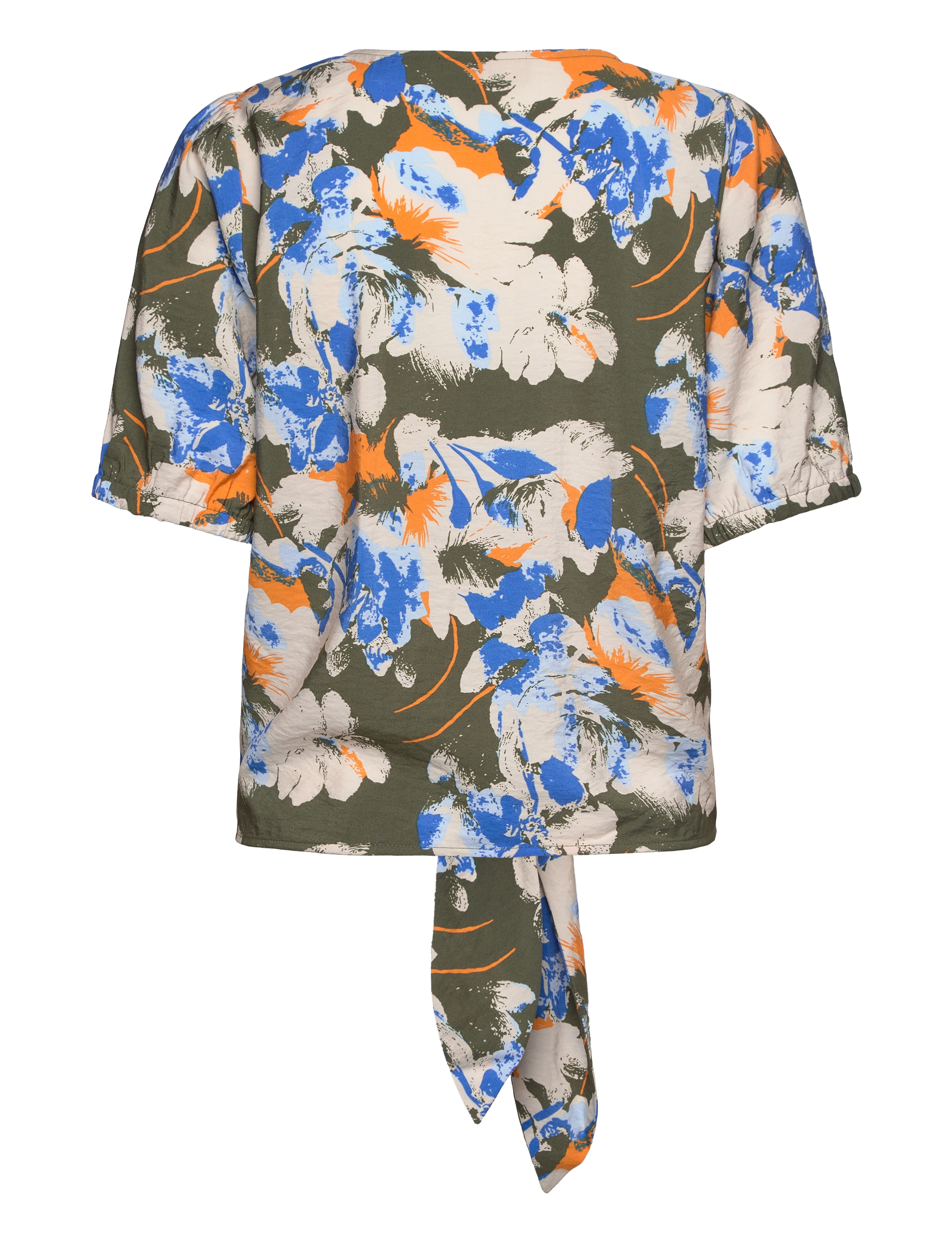 FREE/QUENT - FQABY-SHIRT - kortærmede bluser - dusty olive w. blazing orange - 1