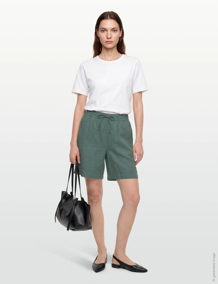 FREE/QUENT - FQLAVA-SHORTS - linased lühikesed püksid - dark forest - 0