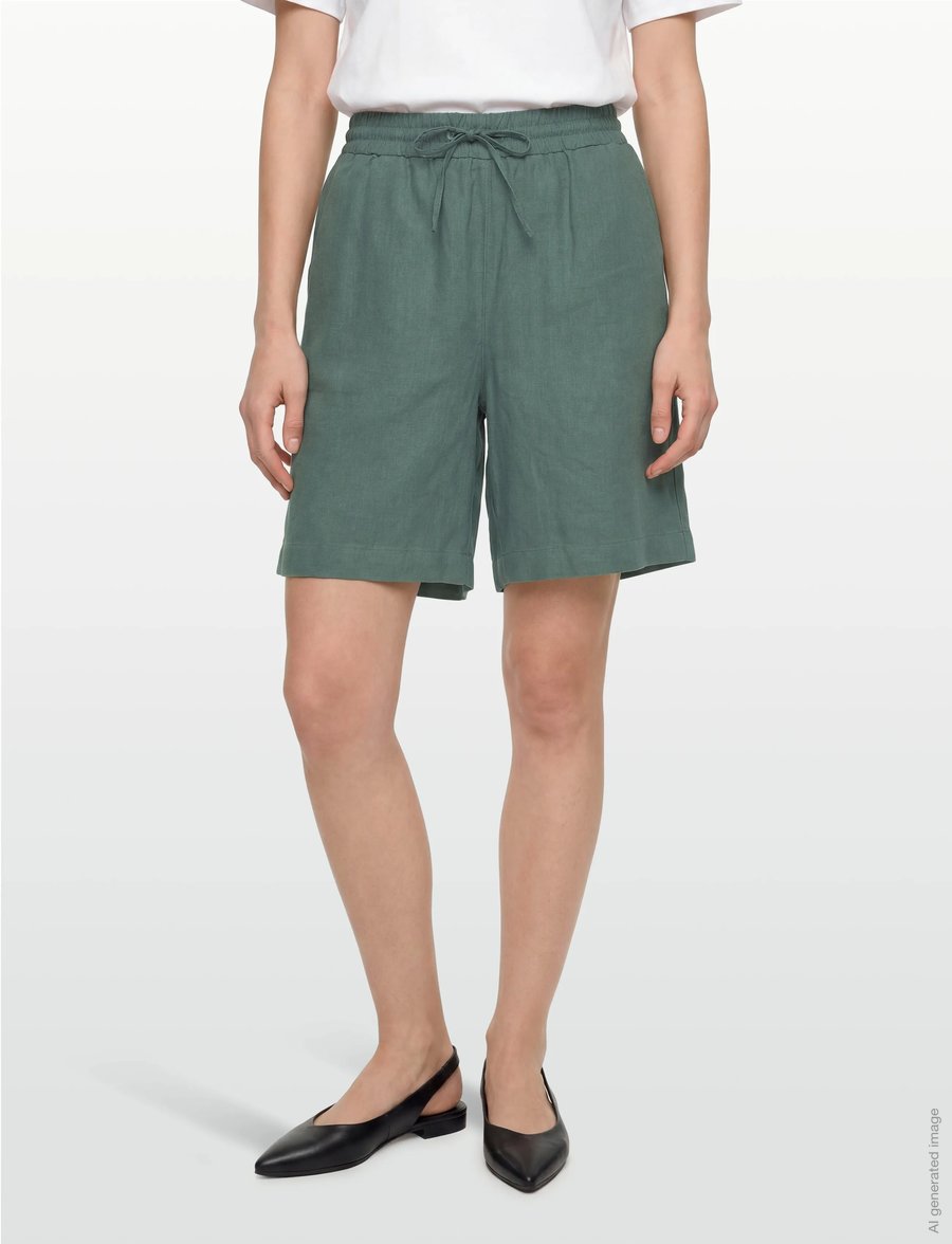 FREE/QUENT - FQLAVA-SHORTS - linased lühikesed püksid - dark forest - 3