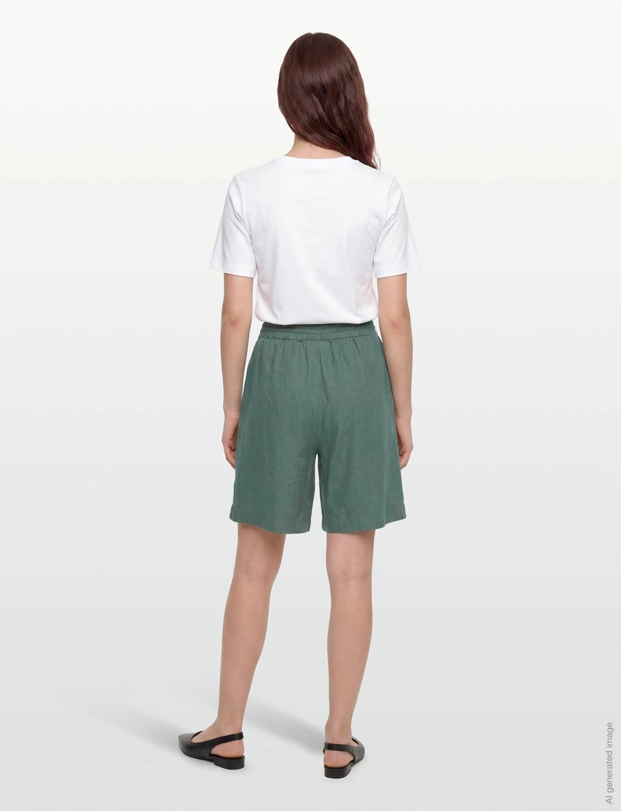 FREE/QUENT - FQLAVA-SHORTS - linased lühikesed püksid - dark forest - 4