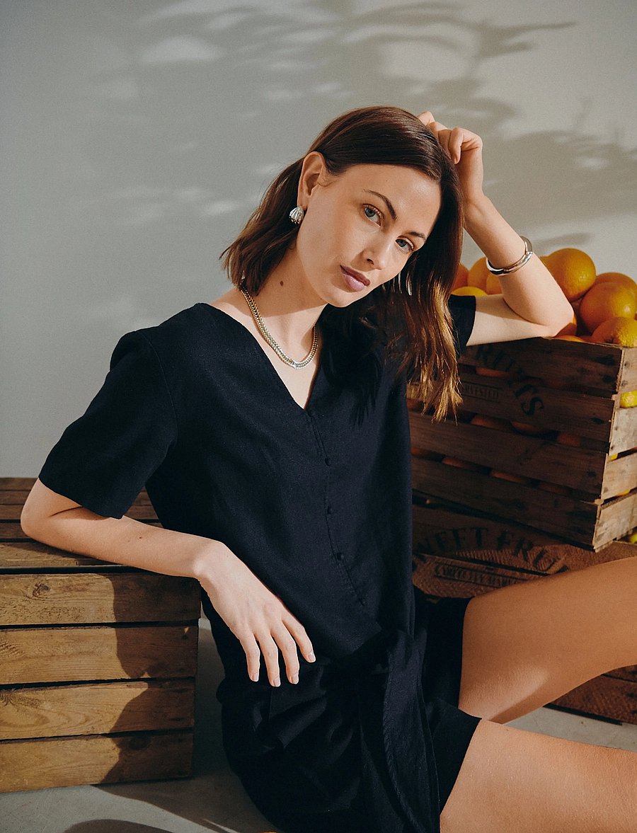 FREE/QUENT - FQLAVA-BLOUSE - kurzärmelige blusen - black - 0
