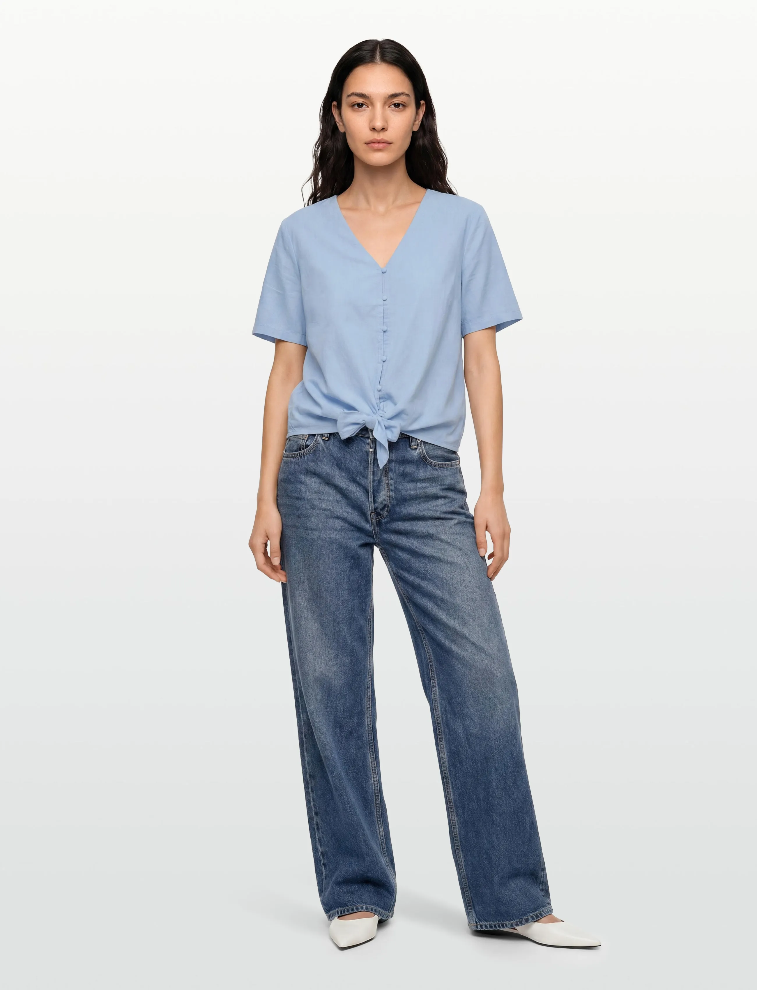 FREE/QUENT Fqlava-Blouse, S, Blouses, Blau - Short-sleeved, Frauen