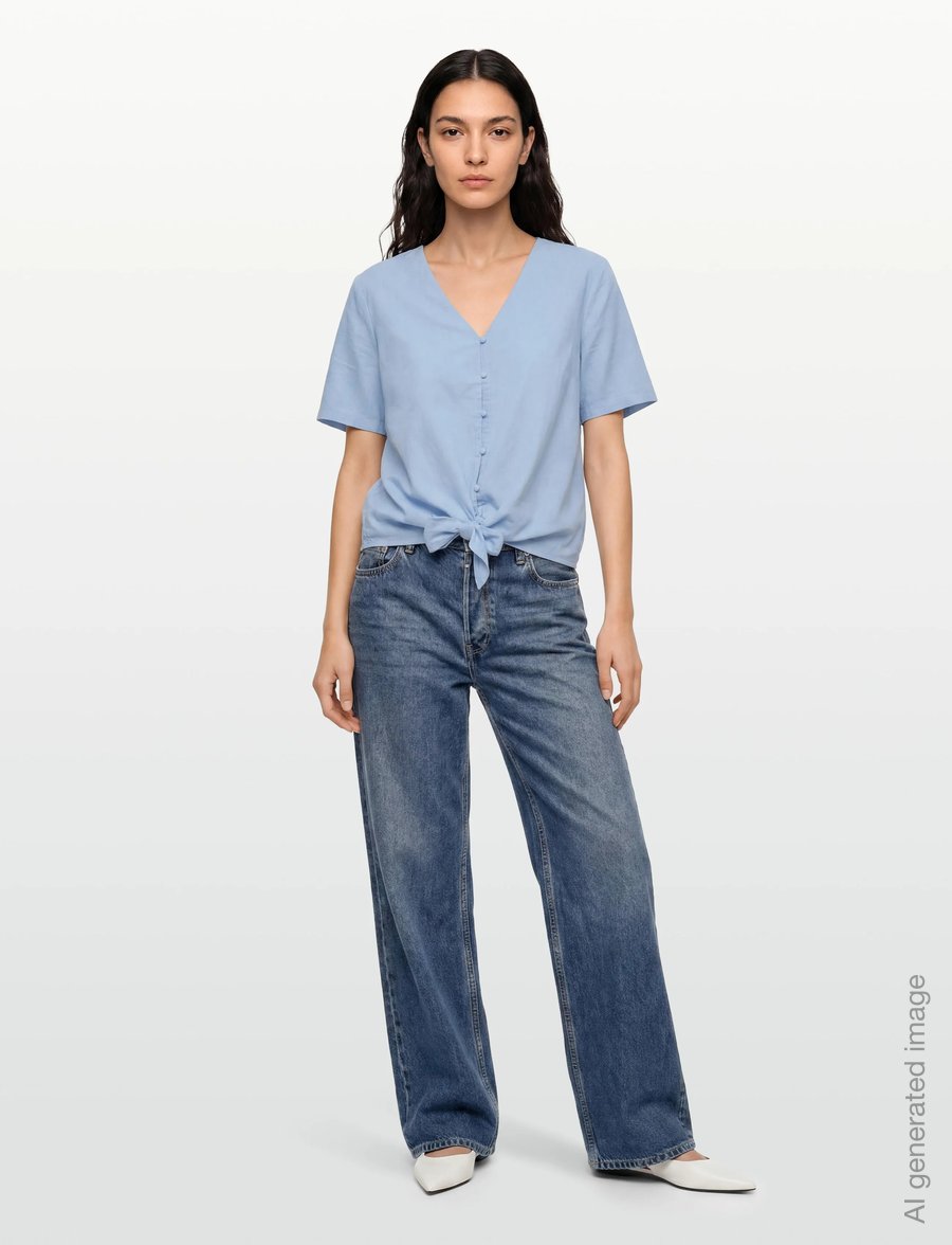 FREE/QUENT - FQLAVA-BLOUSE - kurzärmelige blusen - blue bell - 0