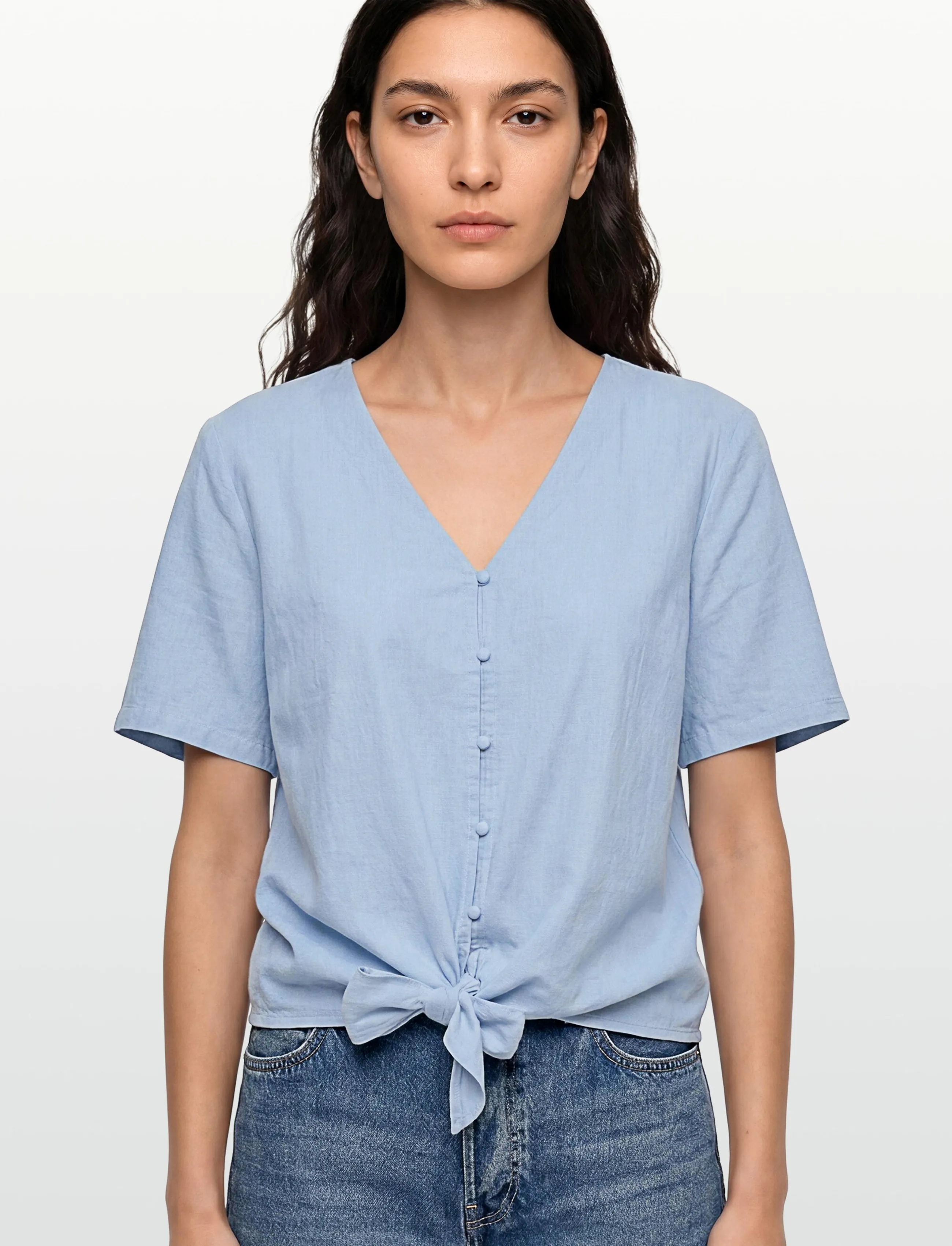 FREE/QUENT - FQLAVA-BLOUSE - kortärmade blusar - blue bell - 3