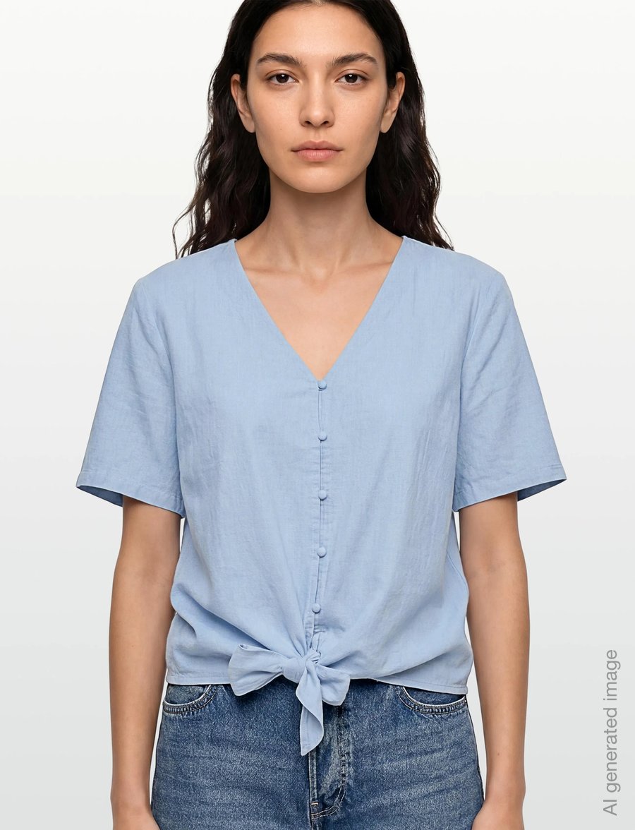 FREE/QUENT - FQLAVA-BLOUSE - kurzärmelige blusen - blue bell - 3