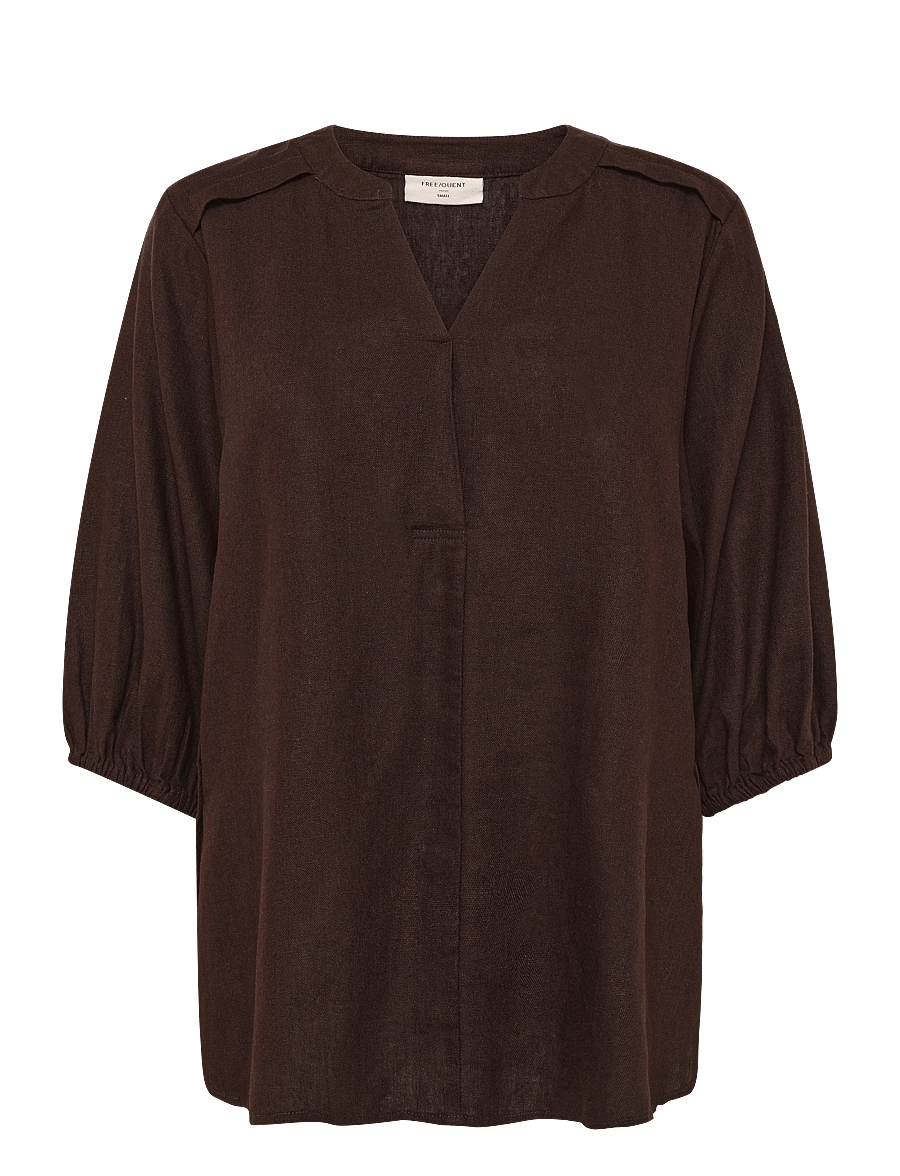 FREE/QUENT - FQLAVA-BLOUSE - hørskjorter - coffee bean - 1